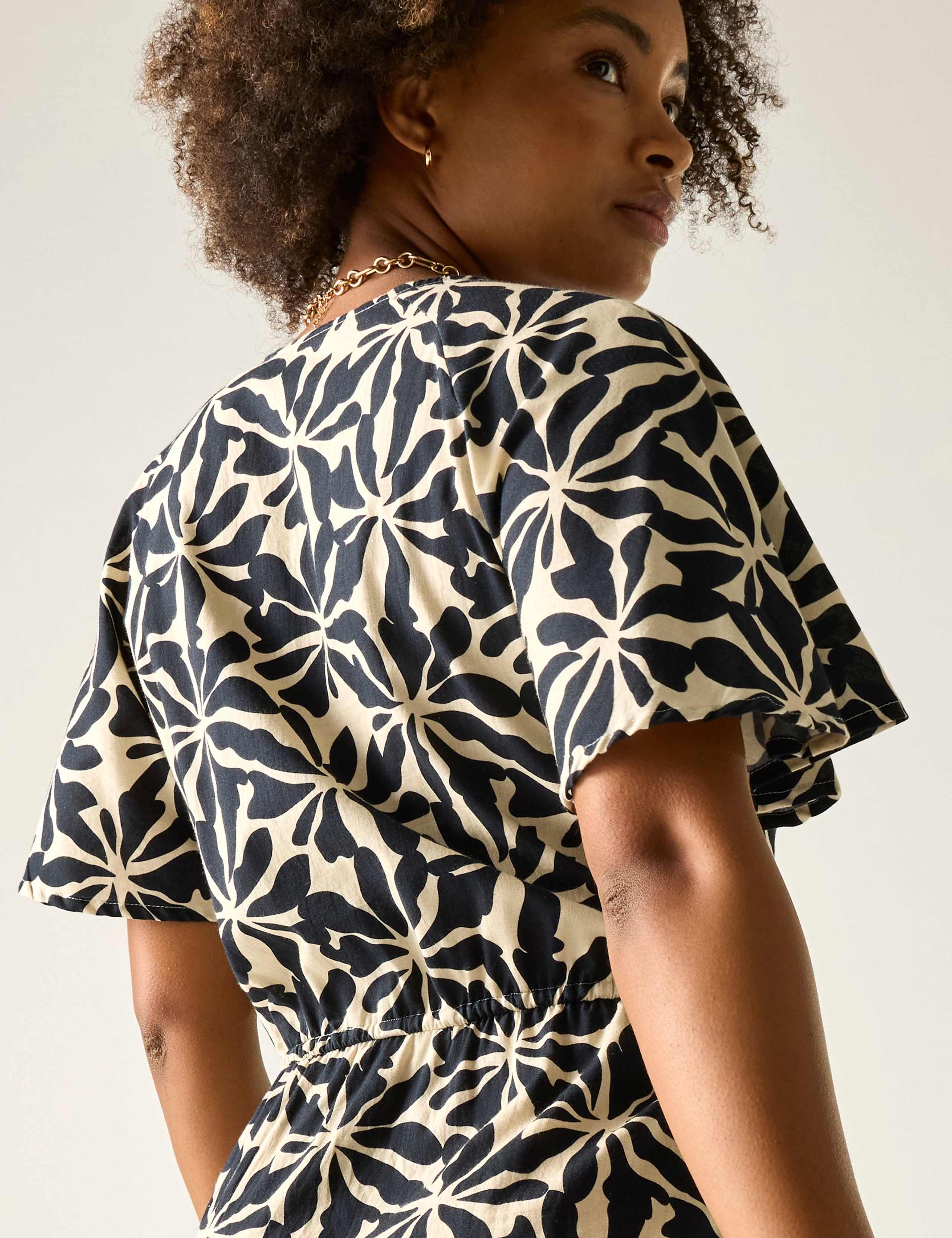 Elona Pure Cotton Floral V-Neck Midi Dress 4 of 7