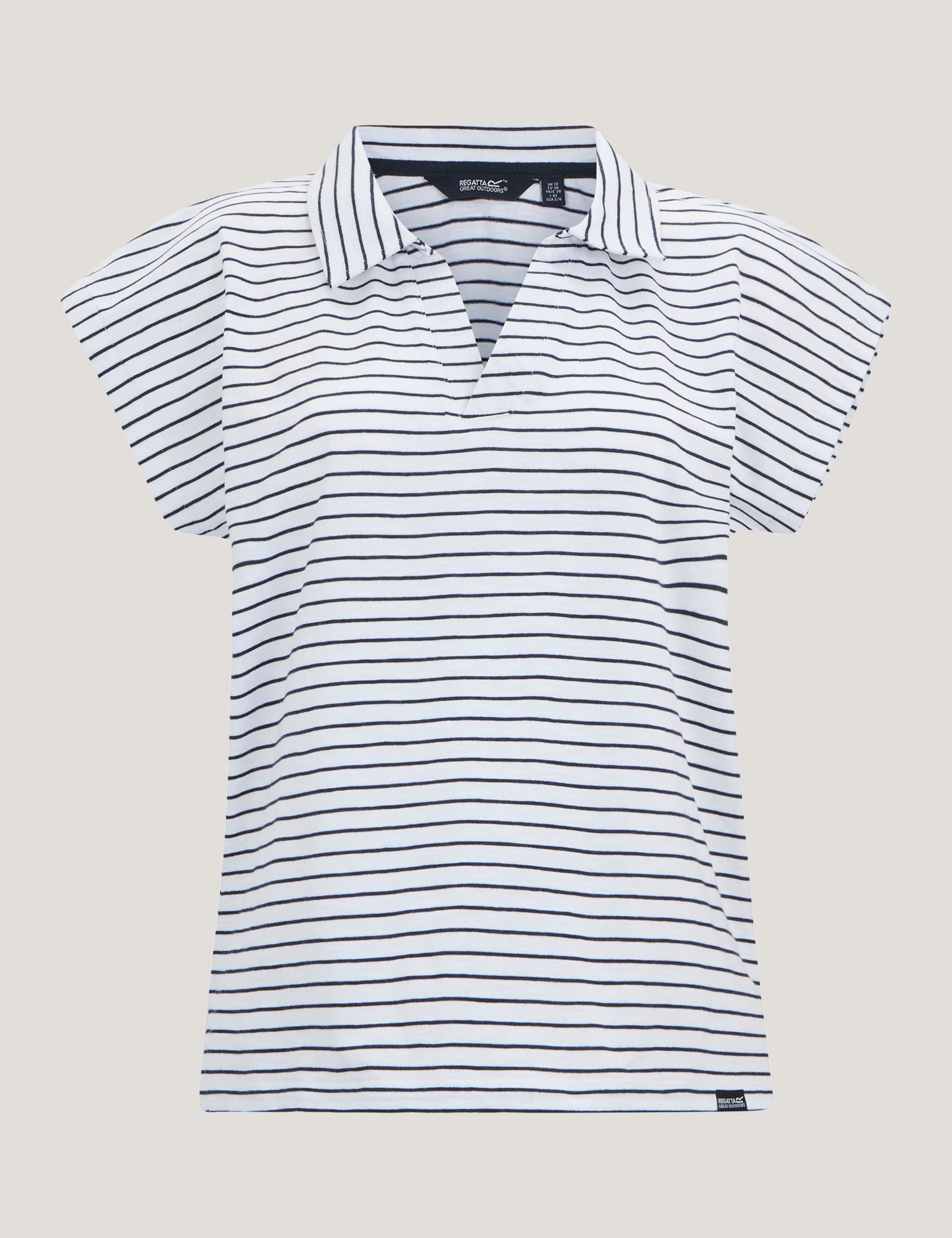 Lorana Pure Cotton Striped Collared Top 2 of 7