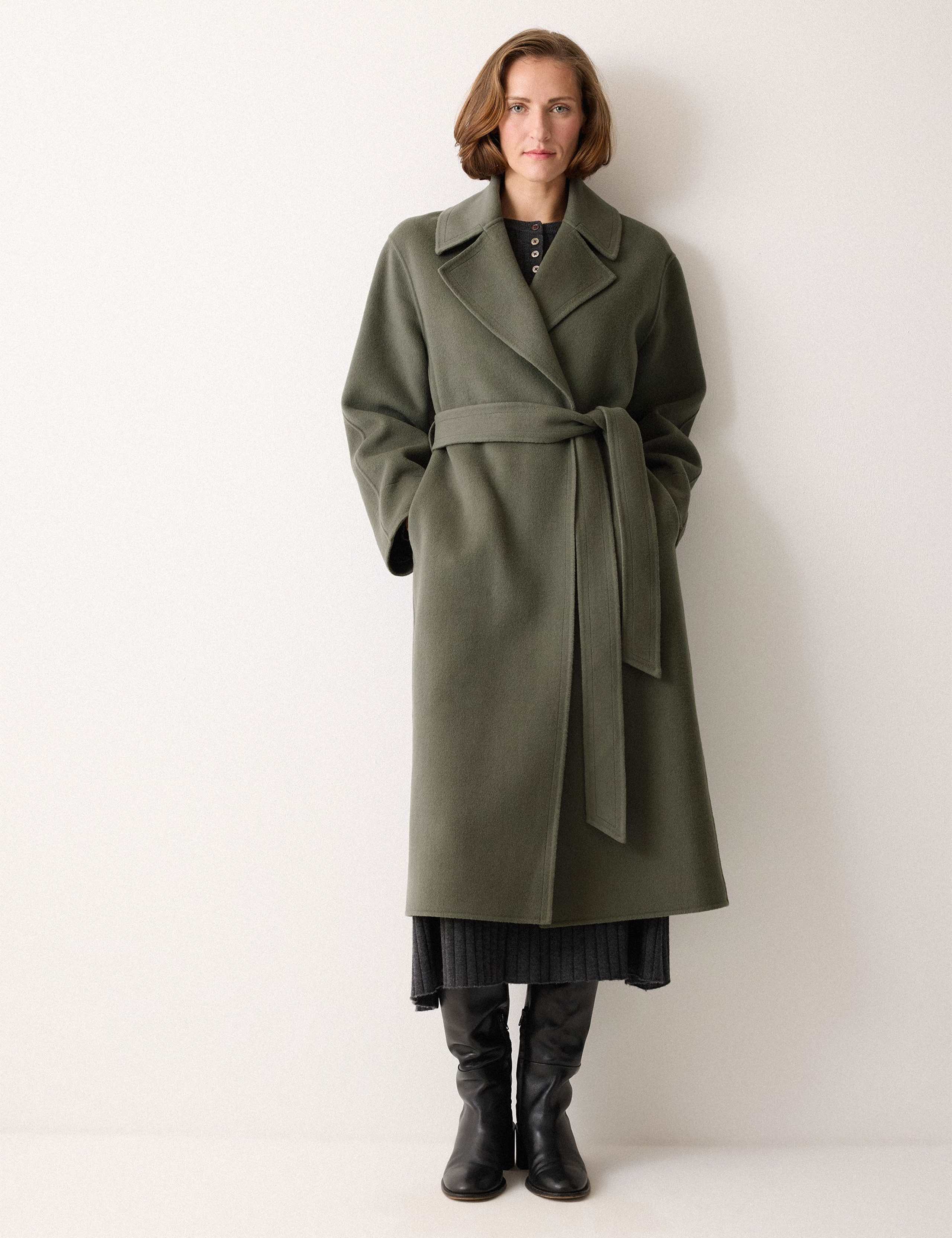 Double Faced Wool Rich Belted Wrap Coat 1 of 6