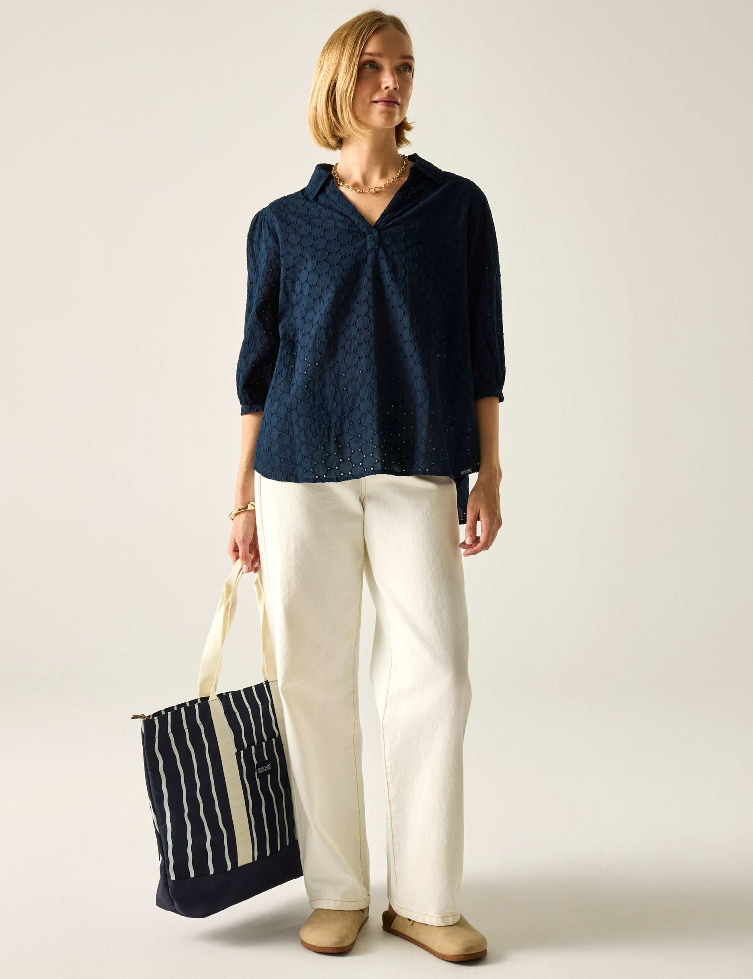 Nofino Cotton Rich Broderie Floral Blouse 3 of 7