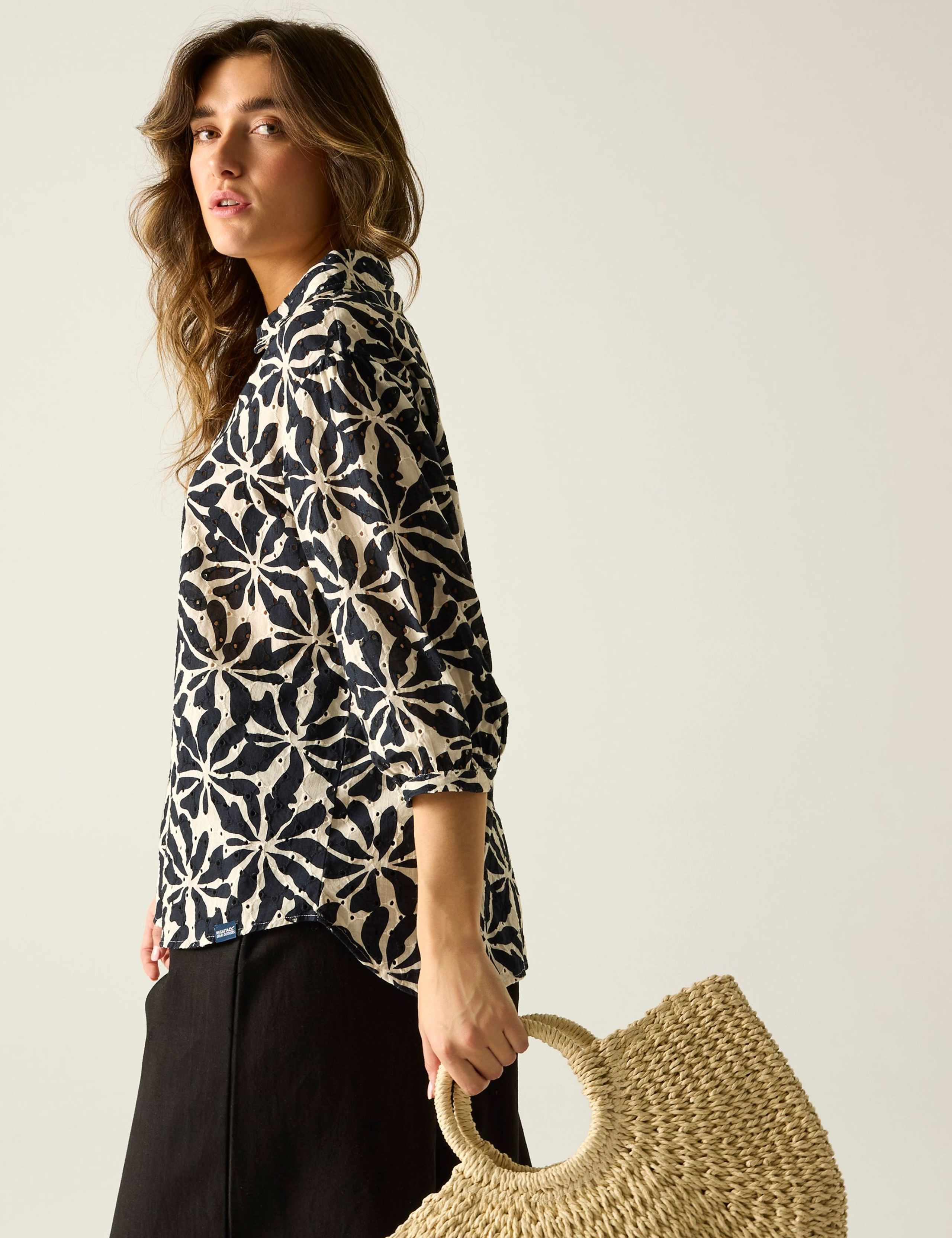 Nofino Cotton Rich Broderie Floral Blouse 3 of 7