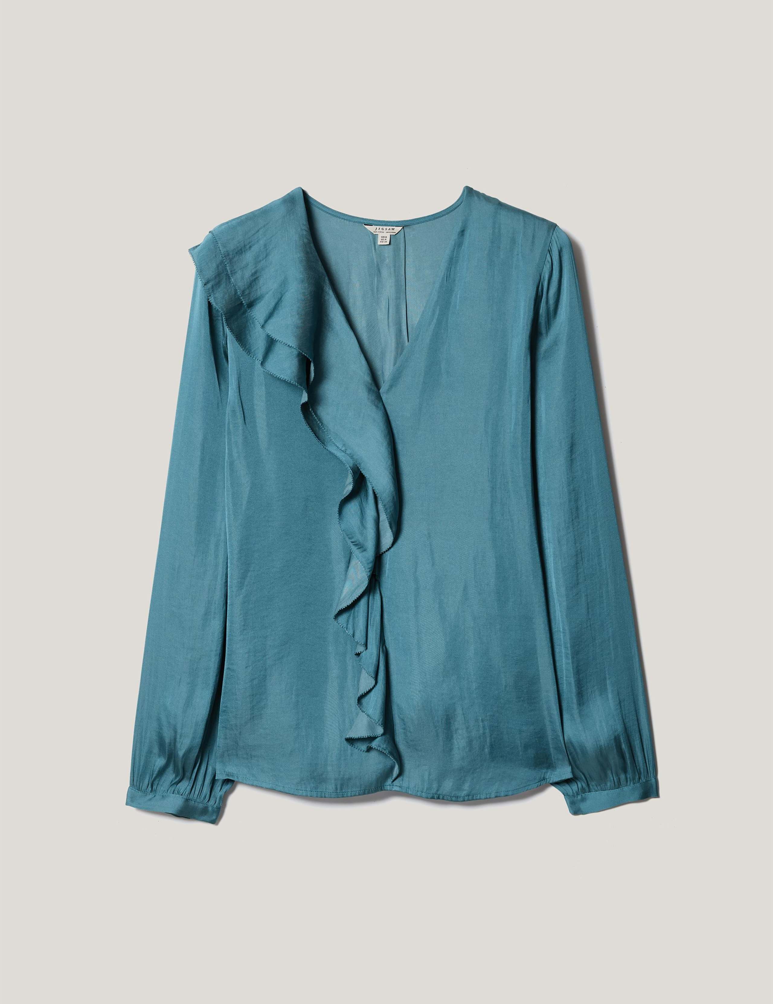 Satin V-Neck Frill Detail Blouse 2 of 5