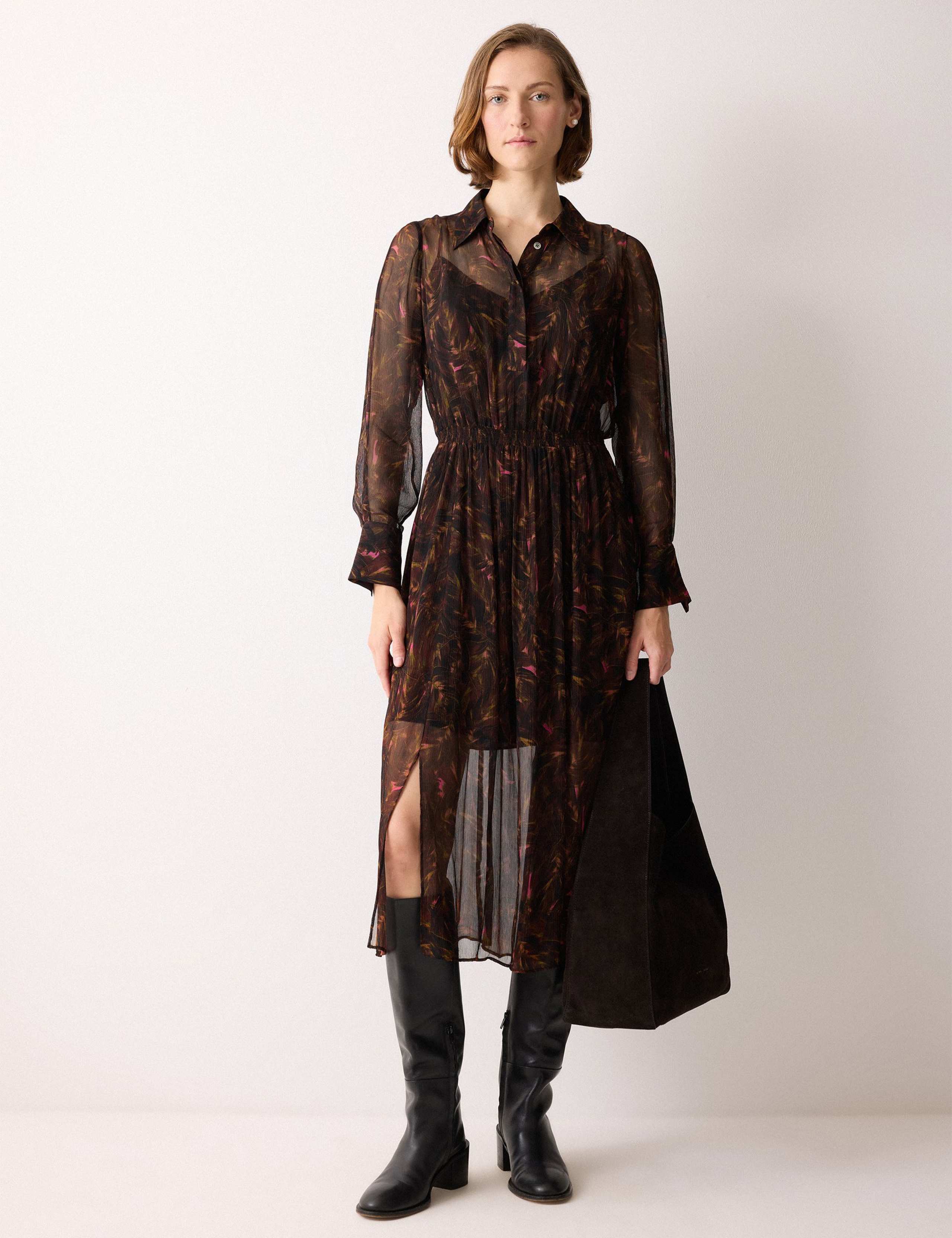 Floral Collared Midi Shirt Dress 4 of 6