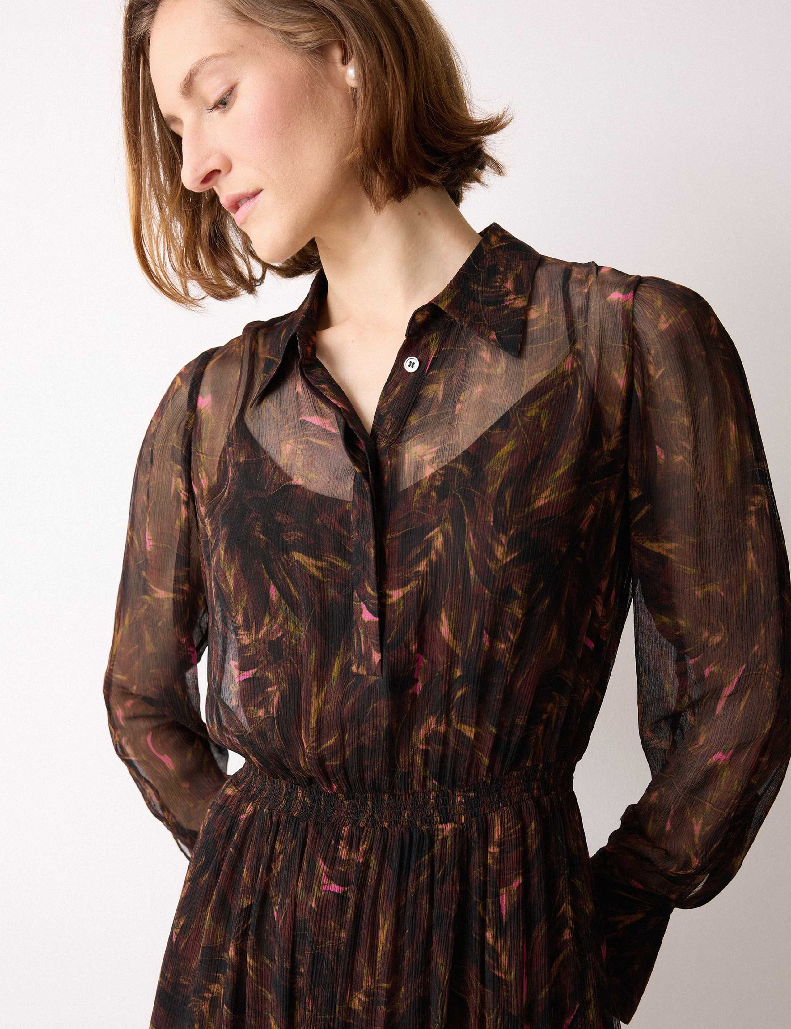 Floral Collared Midi Shirt Dress 6 of 6