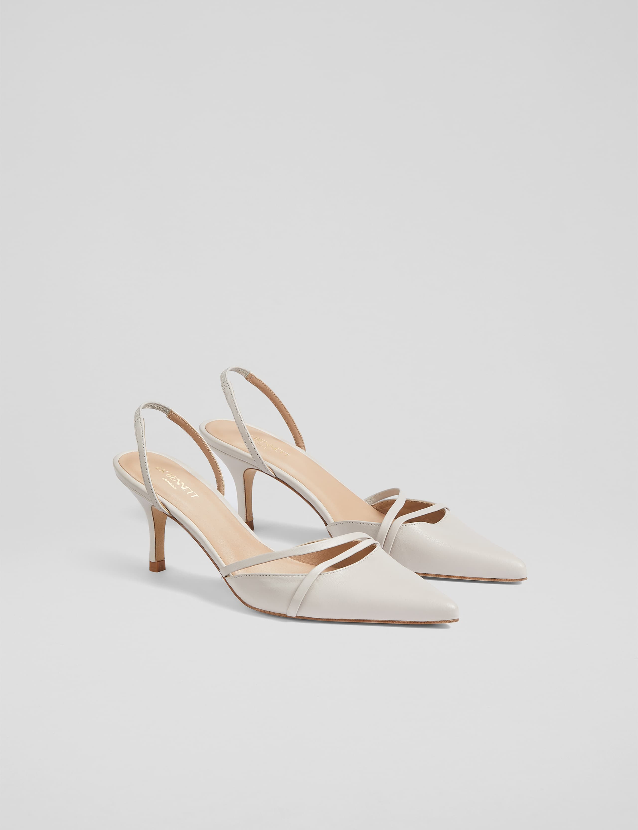 Leather Kitten Heel Pointed Slingback Shoes 2 of 4