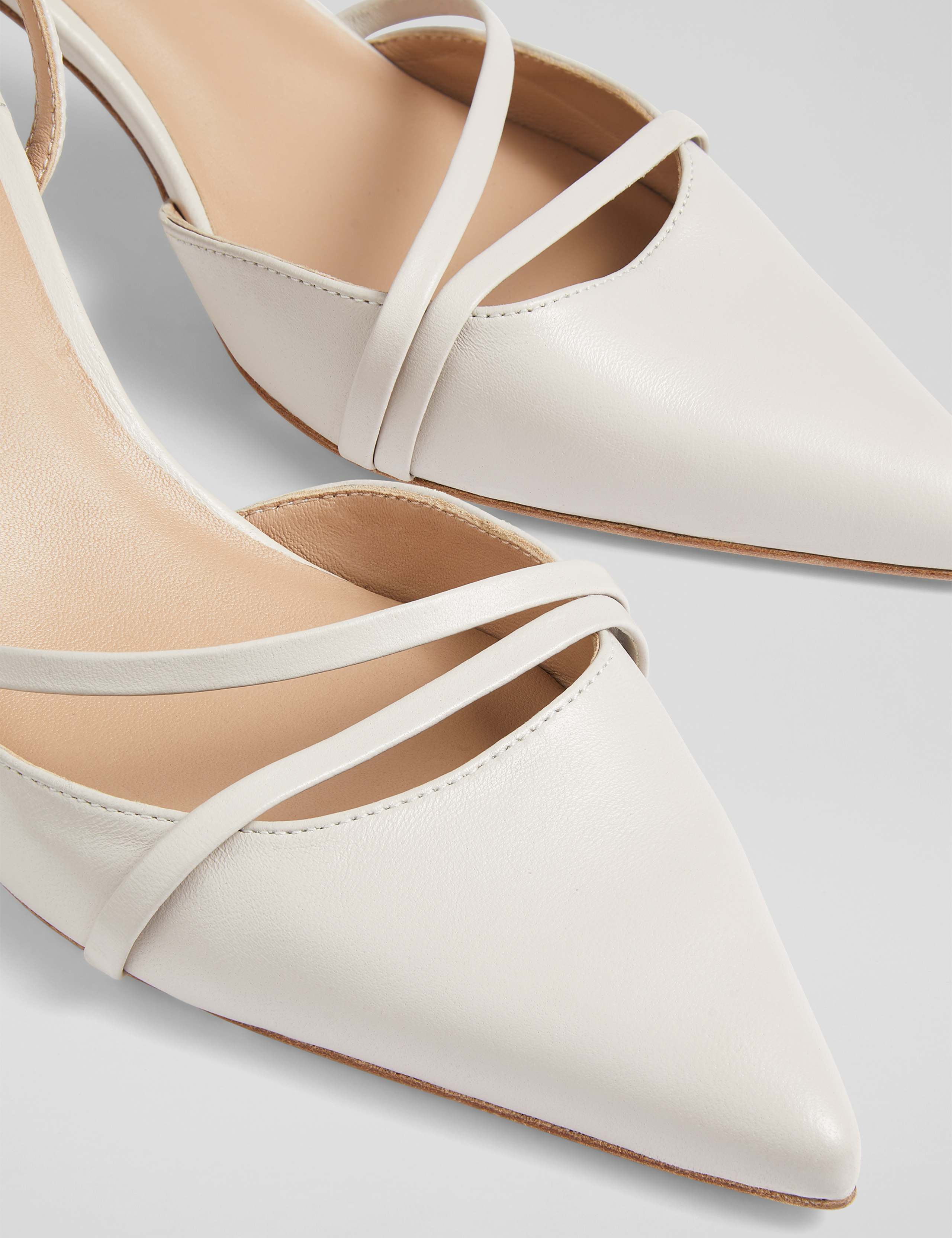 Leather Kitten Heel Pointed Slingback Shoes 3 of 4