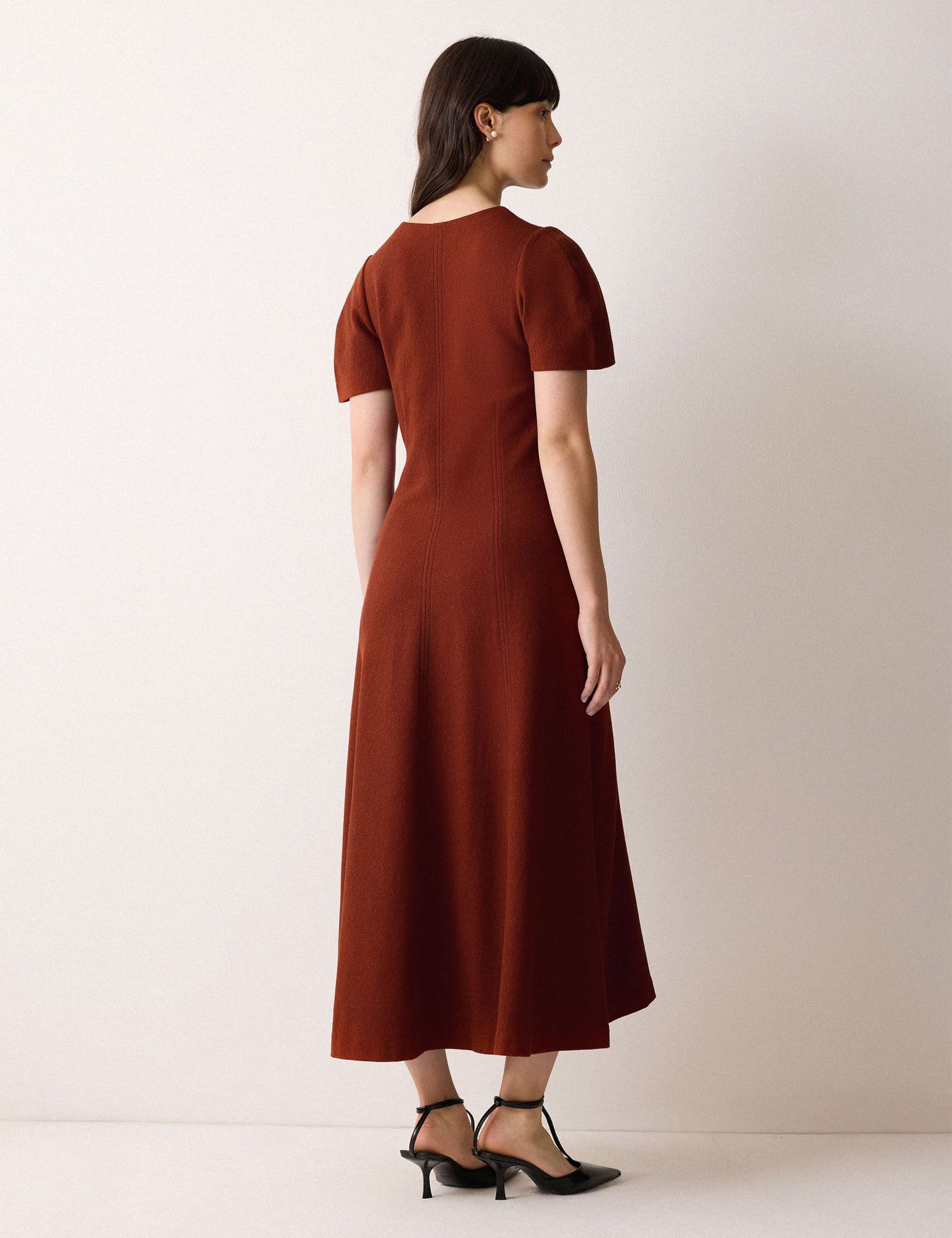 Cotton Rich V-Neck Midi Tailored Dress 3 of 5