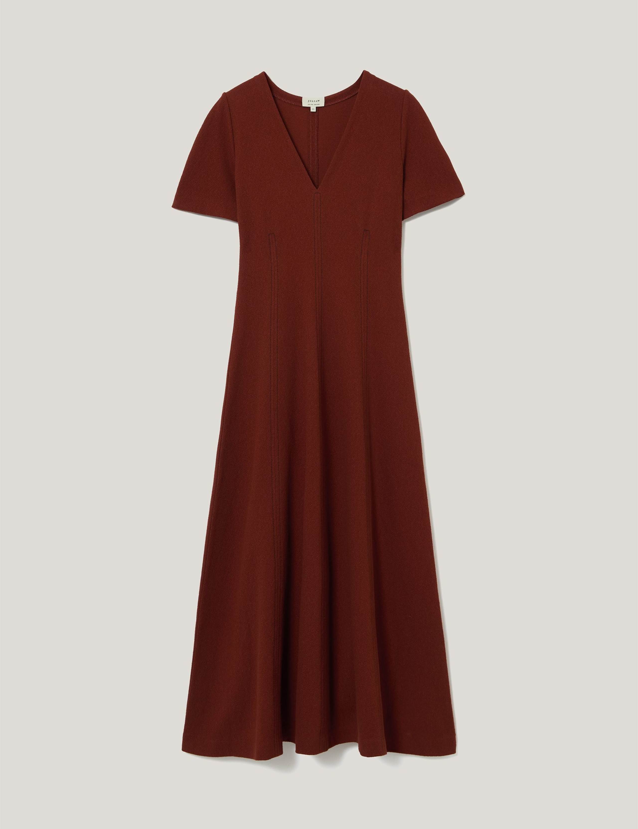 Cotton Rich V-Neck Midi Tailored Dress 4 of 5