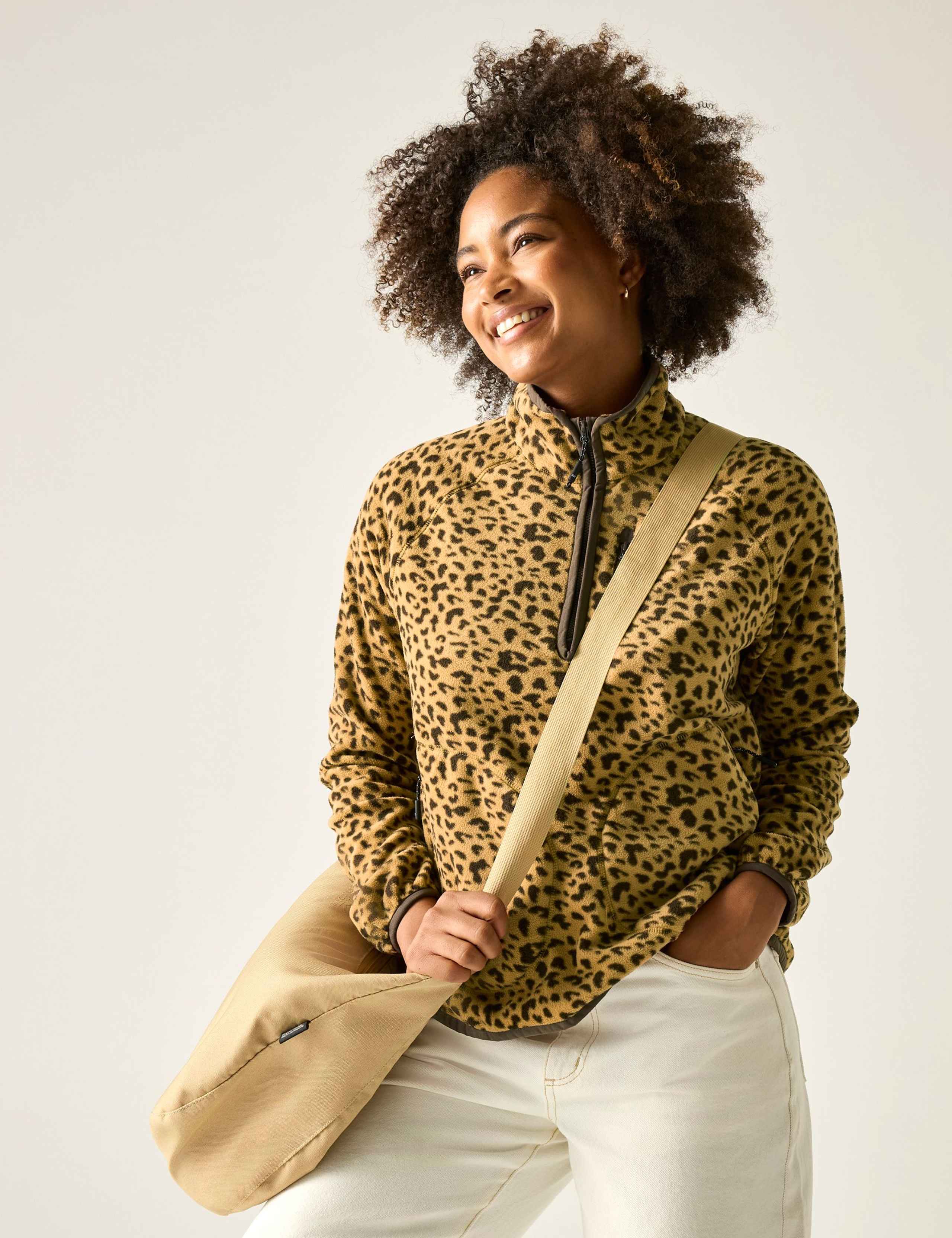 Frankie Leopard Print Half Zip Fleece Jacket 1 of 7
