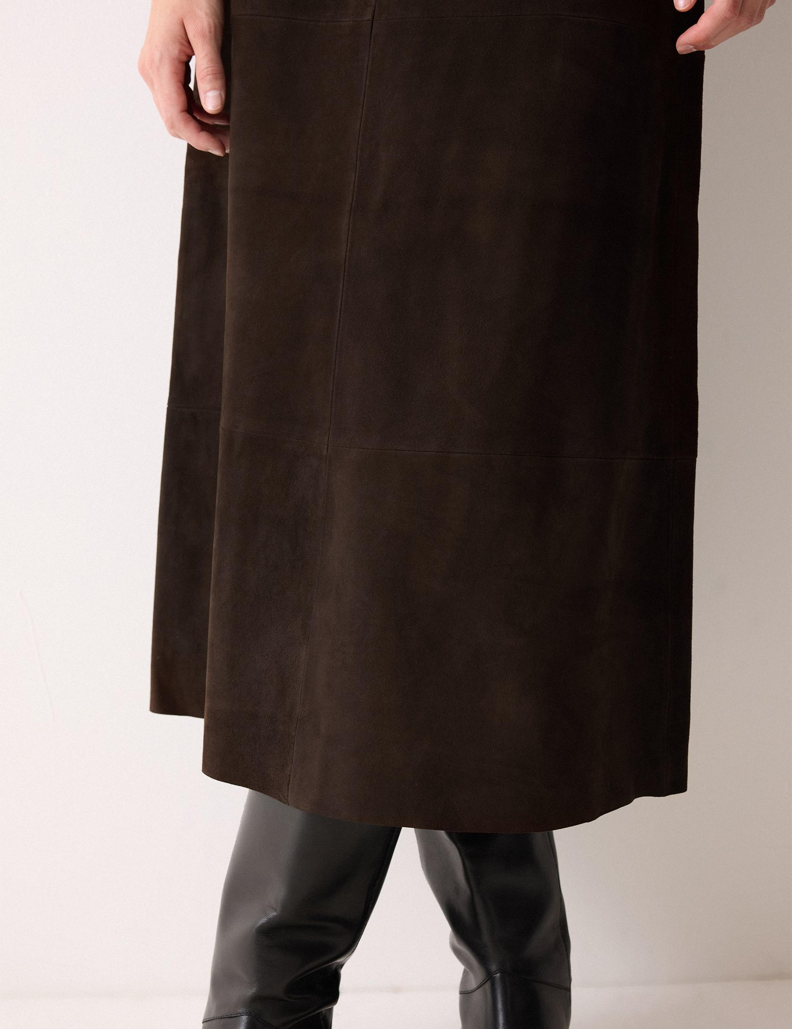 Suede Panelled Midi A-Line Skirt 4 of 5