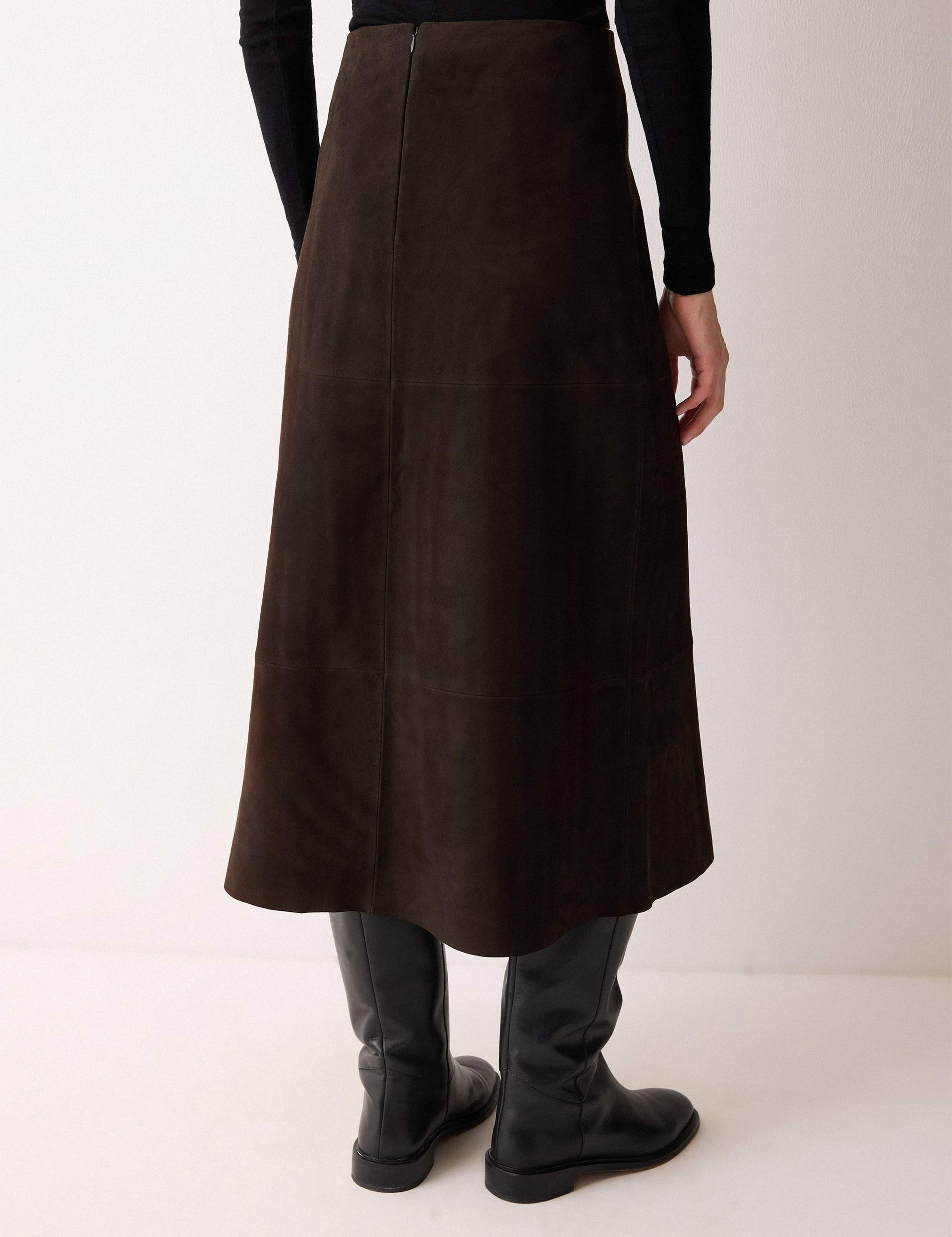 Suede Panelled Midi A-Line Skirt 5 of 5
