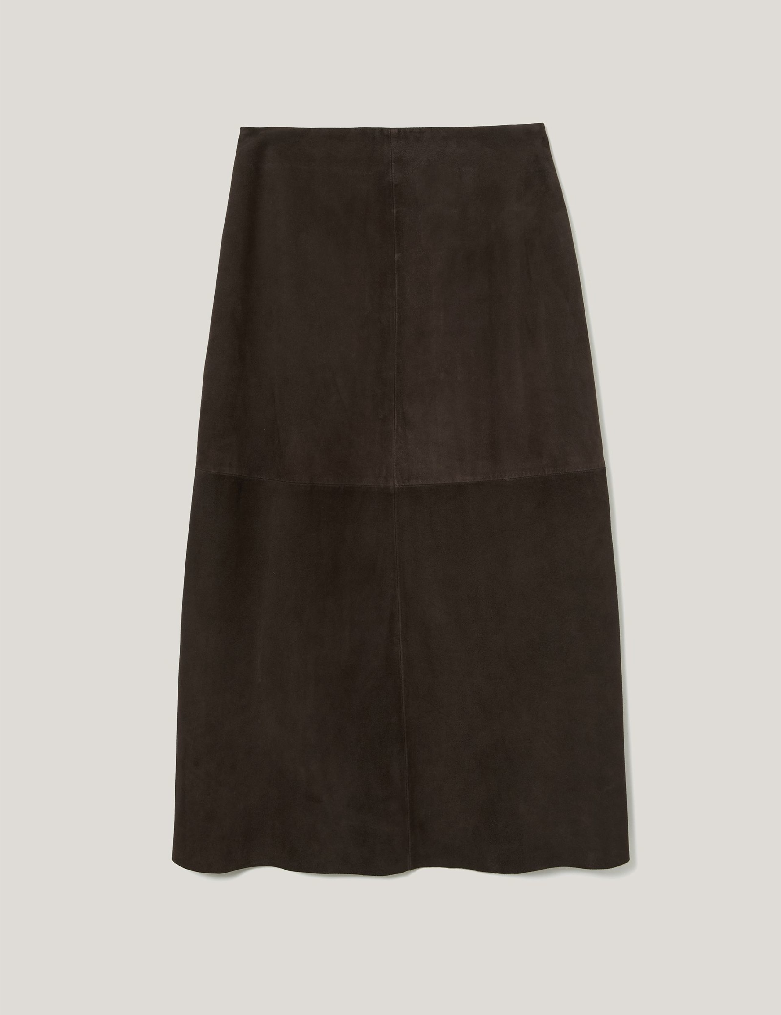 Suede Panelled Midi A-Line Skirt 2 of 5