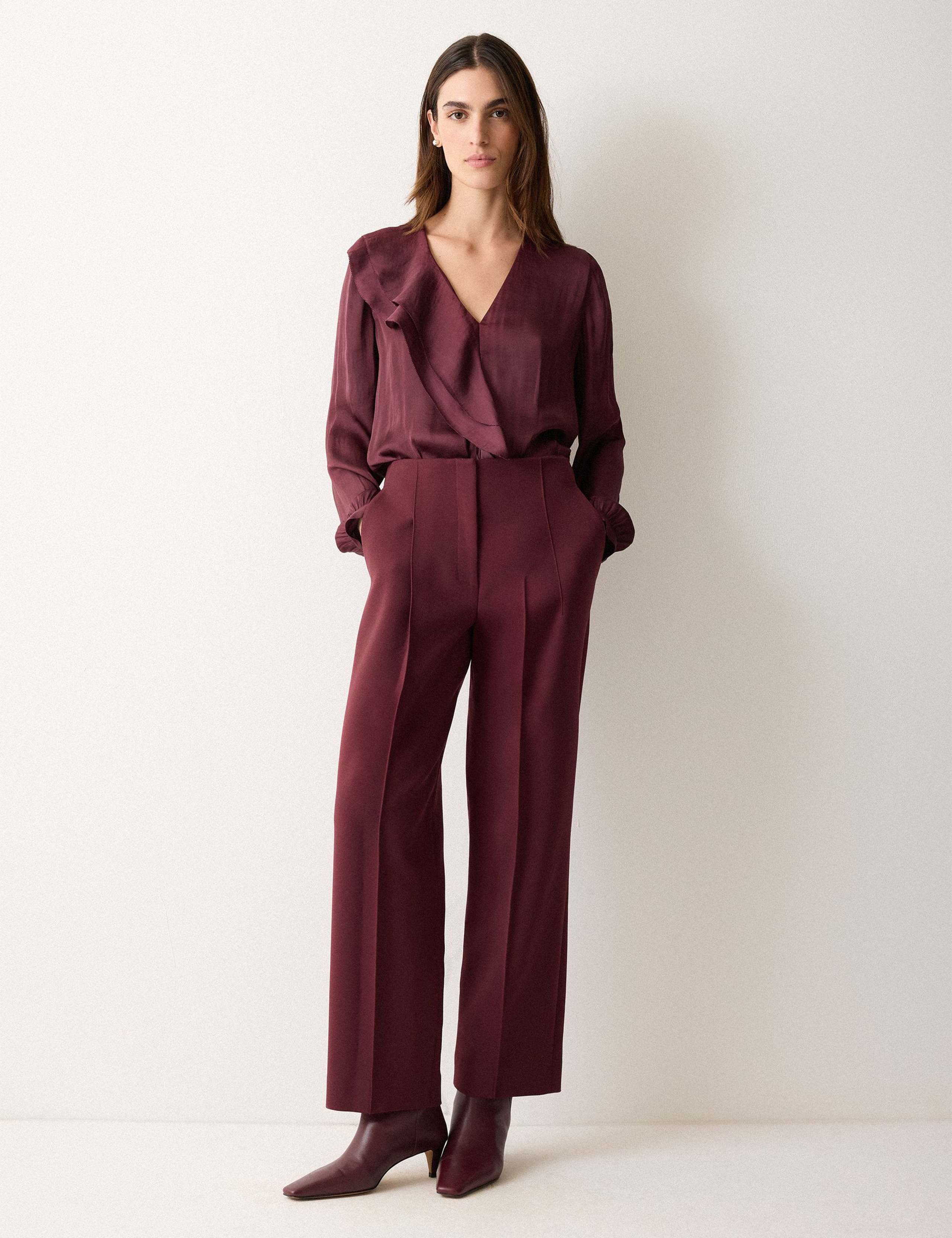 Satin V-Neck Frill Blouse 3 of 5