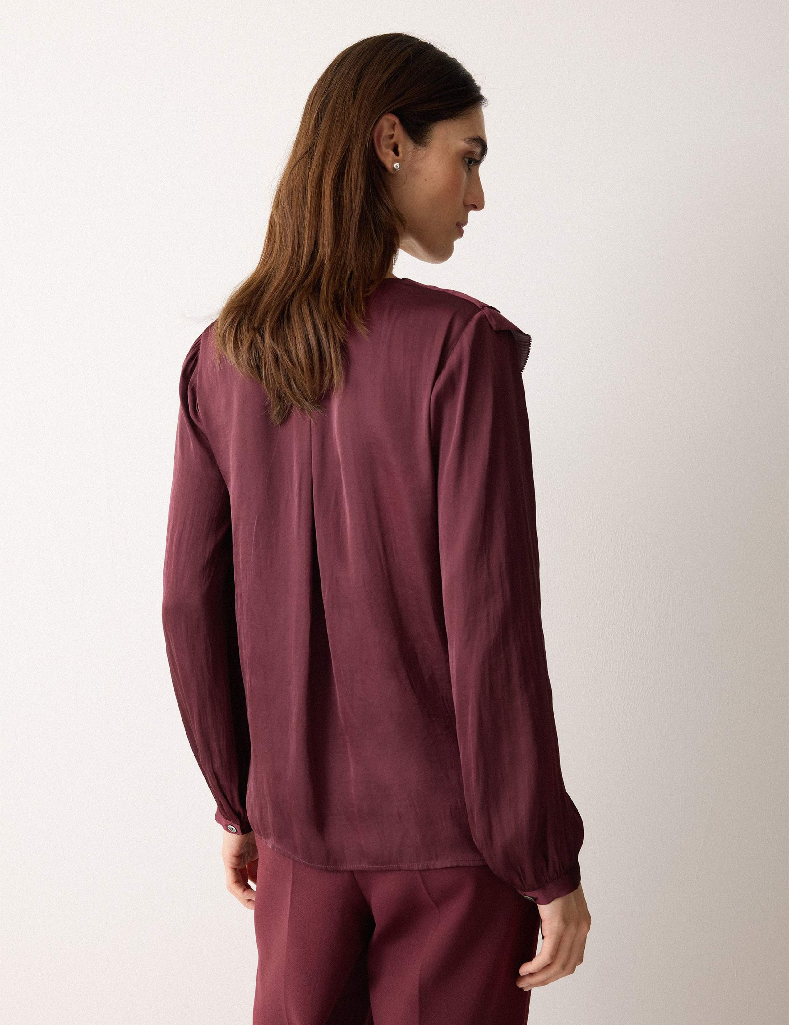 Satin V-Neck Frill Blouse 5 of 5