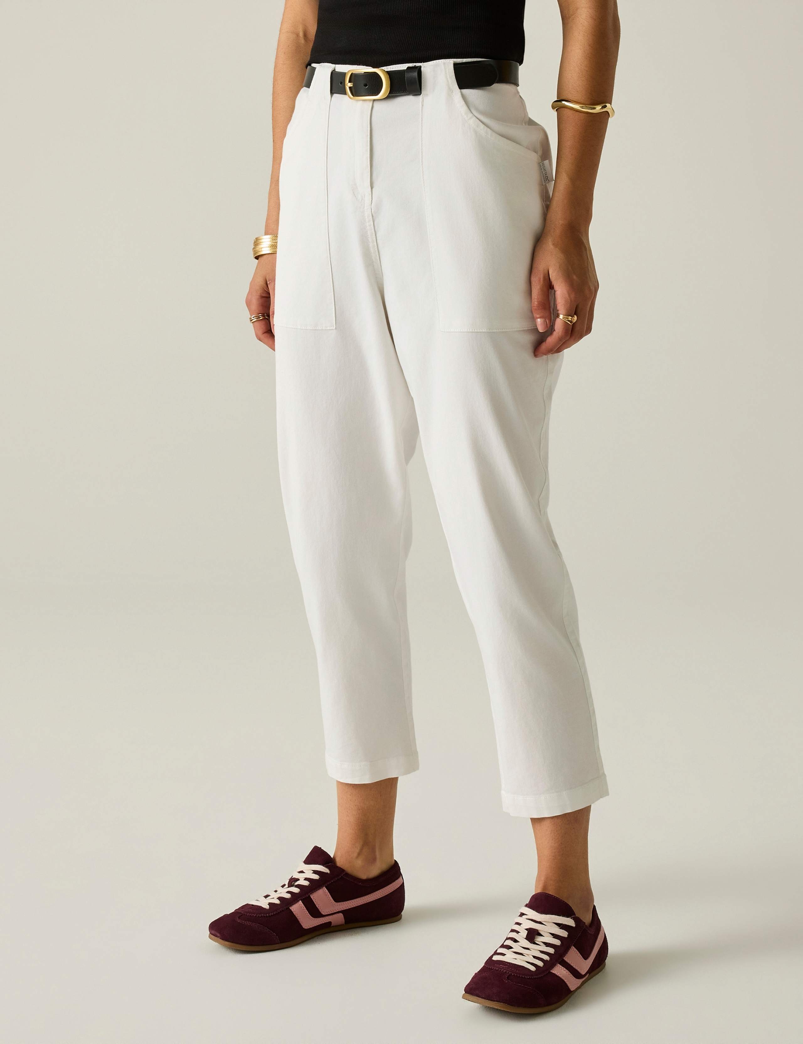 Shorebella Cotton Blend Straight Leg Cropped Trousers 1 of 7