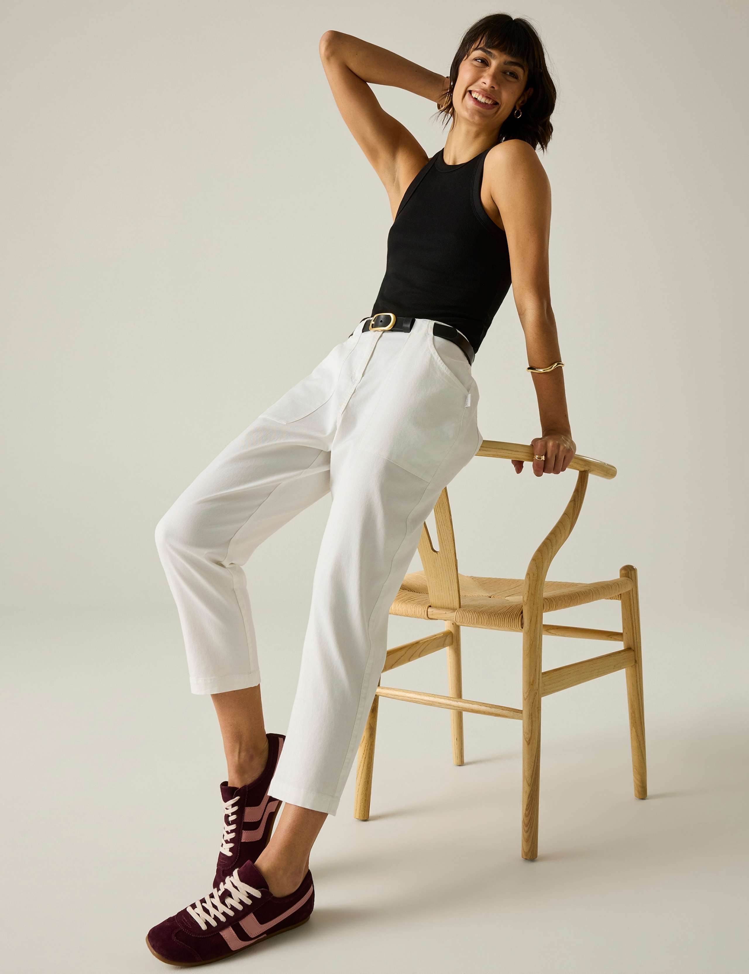 Shorebella Cotton Blend Straight Leg Cropped Trousers 3 of 7