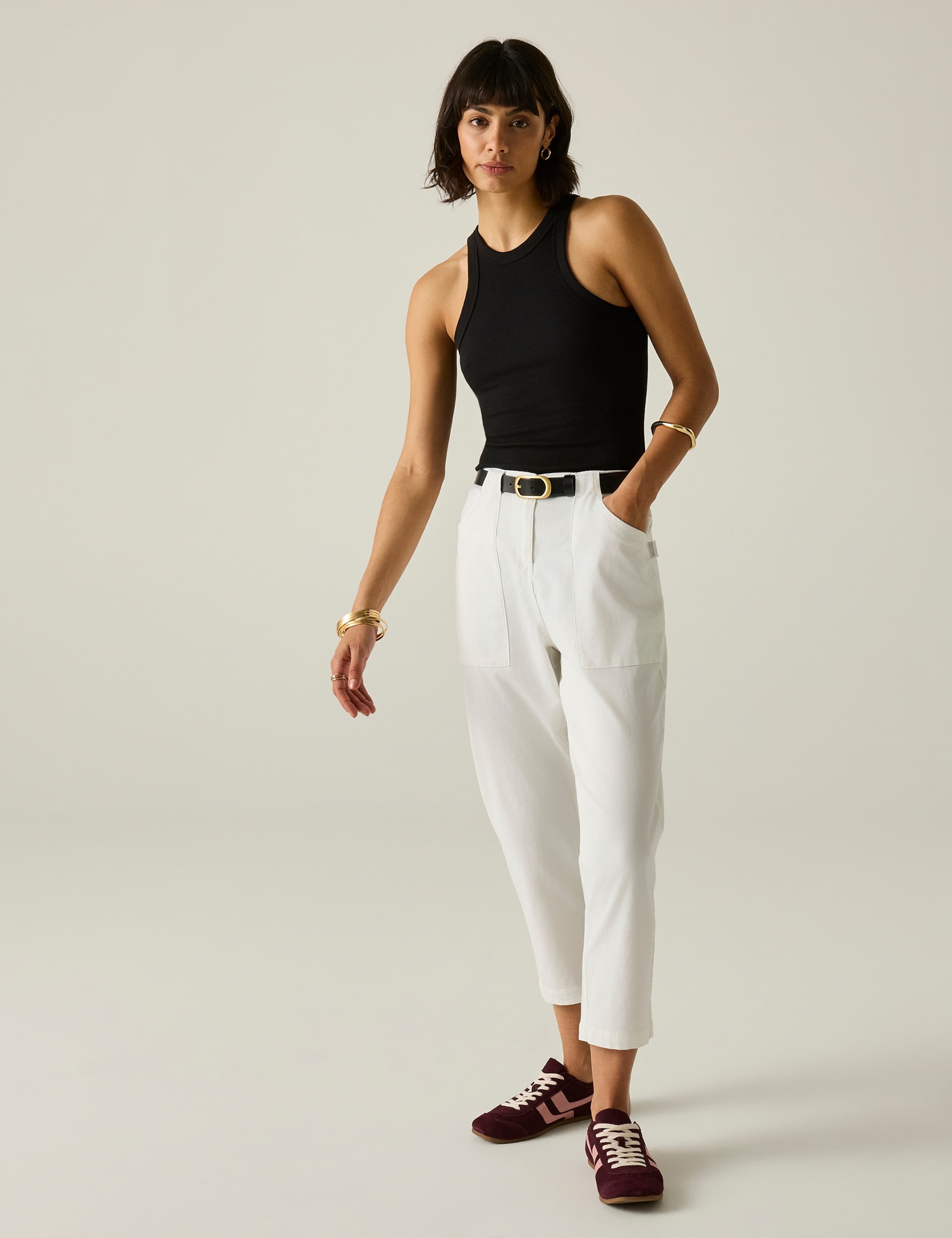 Shorebella Cotton Blend Straight Leg Cropped Trousers 4 of 7