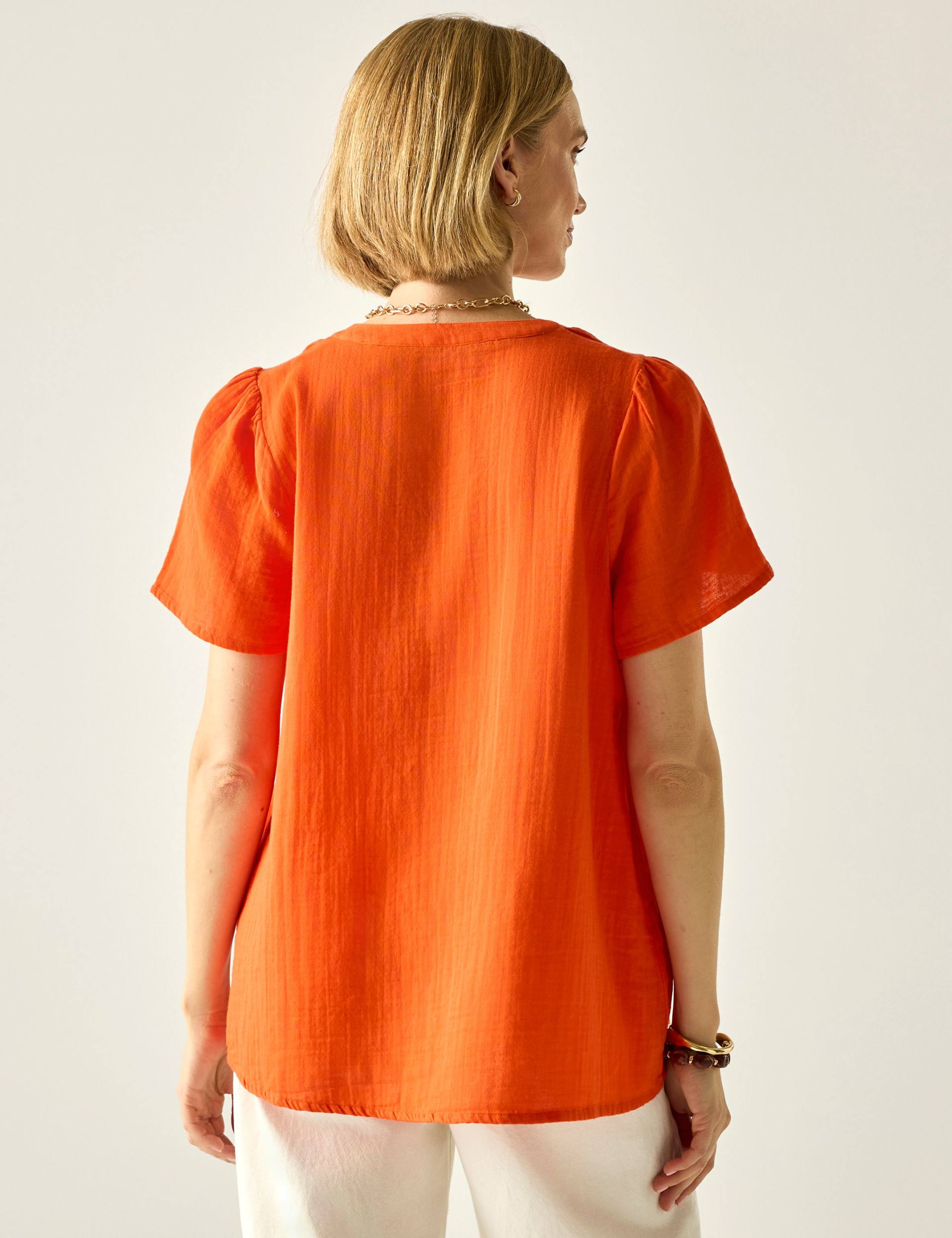Selen Pure Cotton V-Neck Popover Blouse 6 of 7