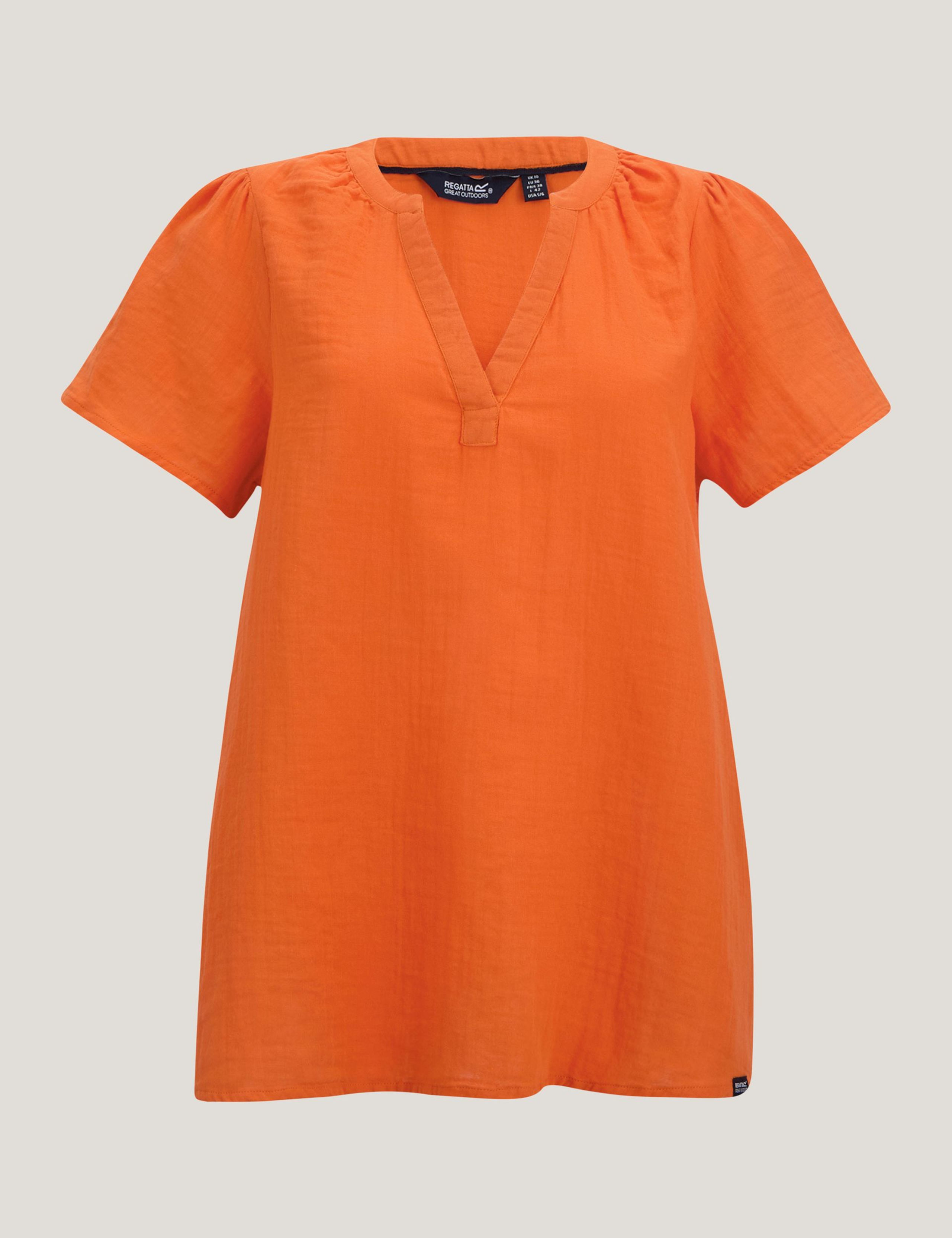 Selen Pure Cotton V-Neck Popover Blouse 2 of 7