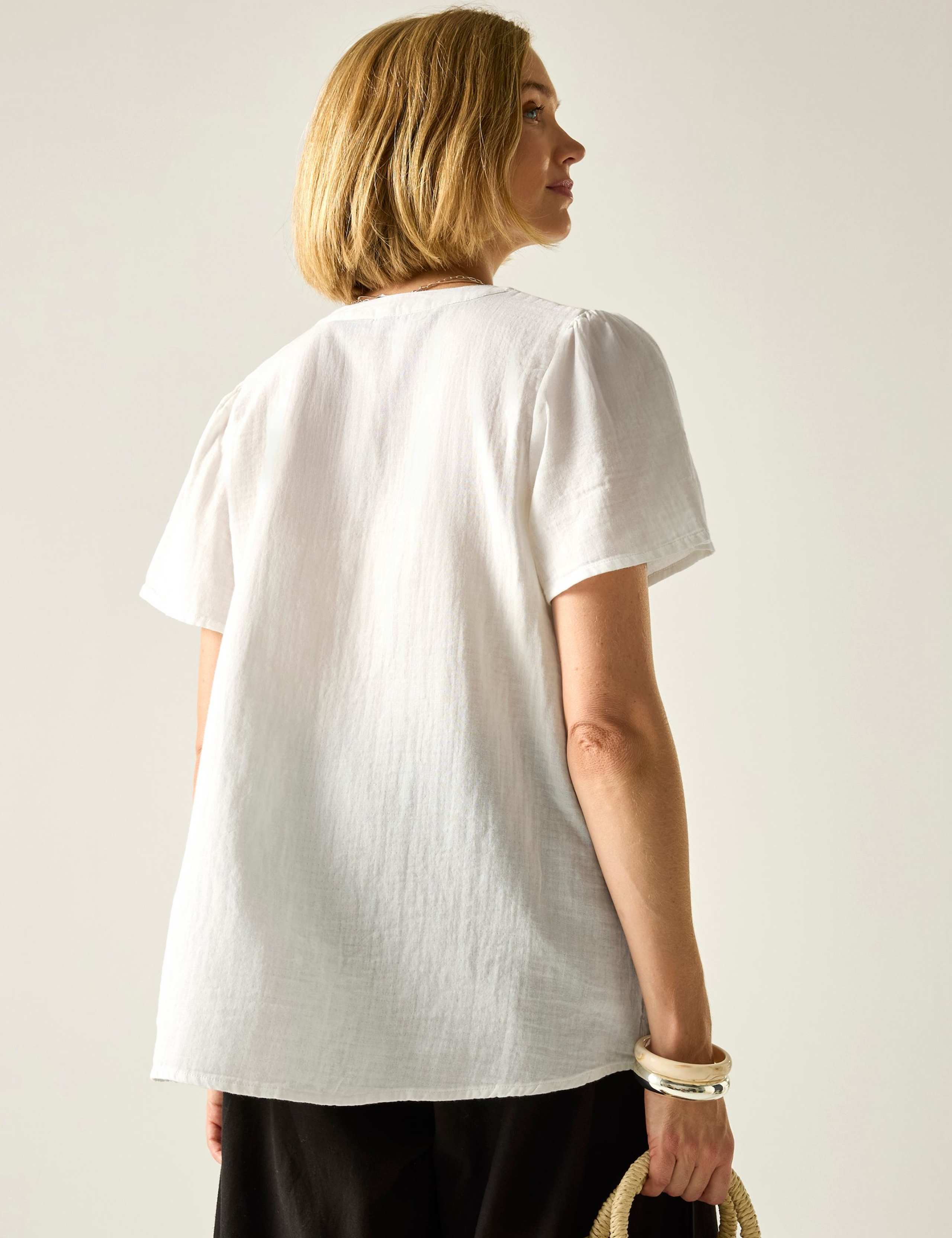 Selen Pure Cotton V-Neck Popover Blouse 5 of 7