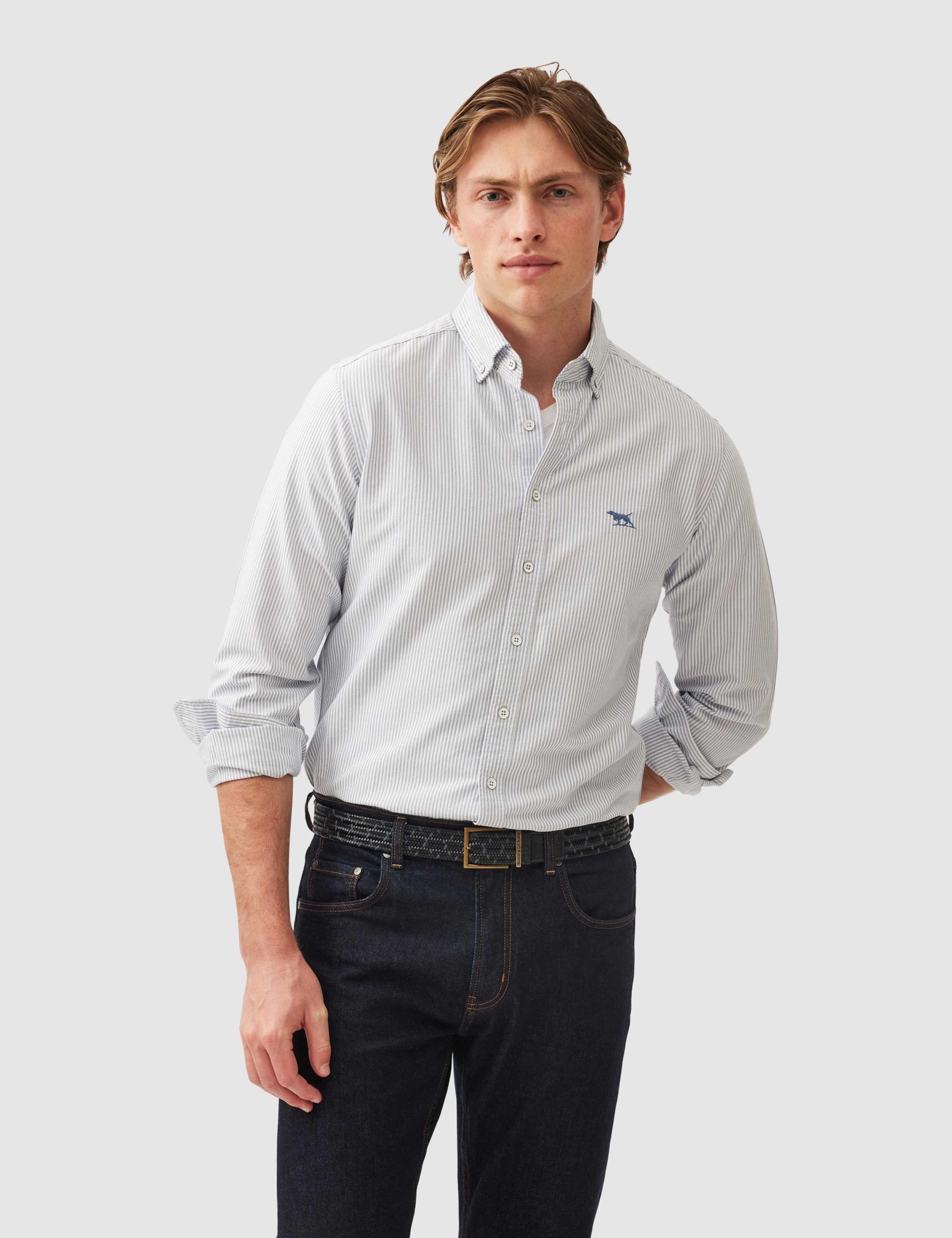 Gunn Slim Fit Pure Cotton Striped Oxford Shirt 1 of 5