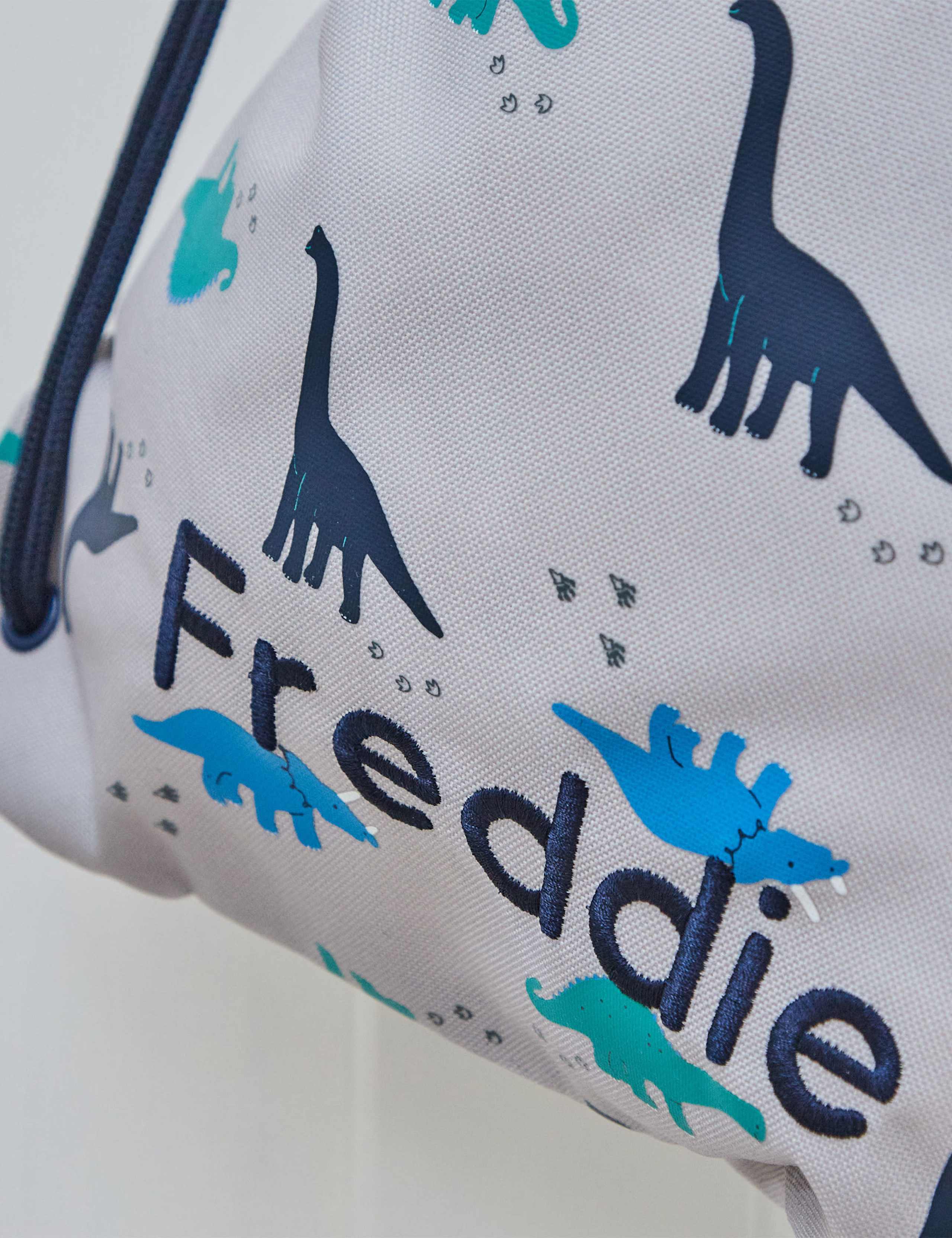 Personalised Grey Dinosaur Print Drawstring Bag 3 of 5