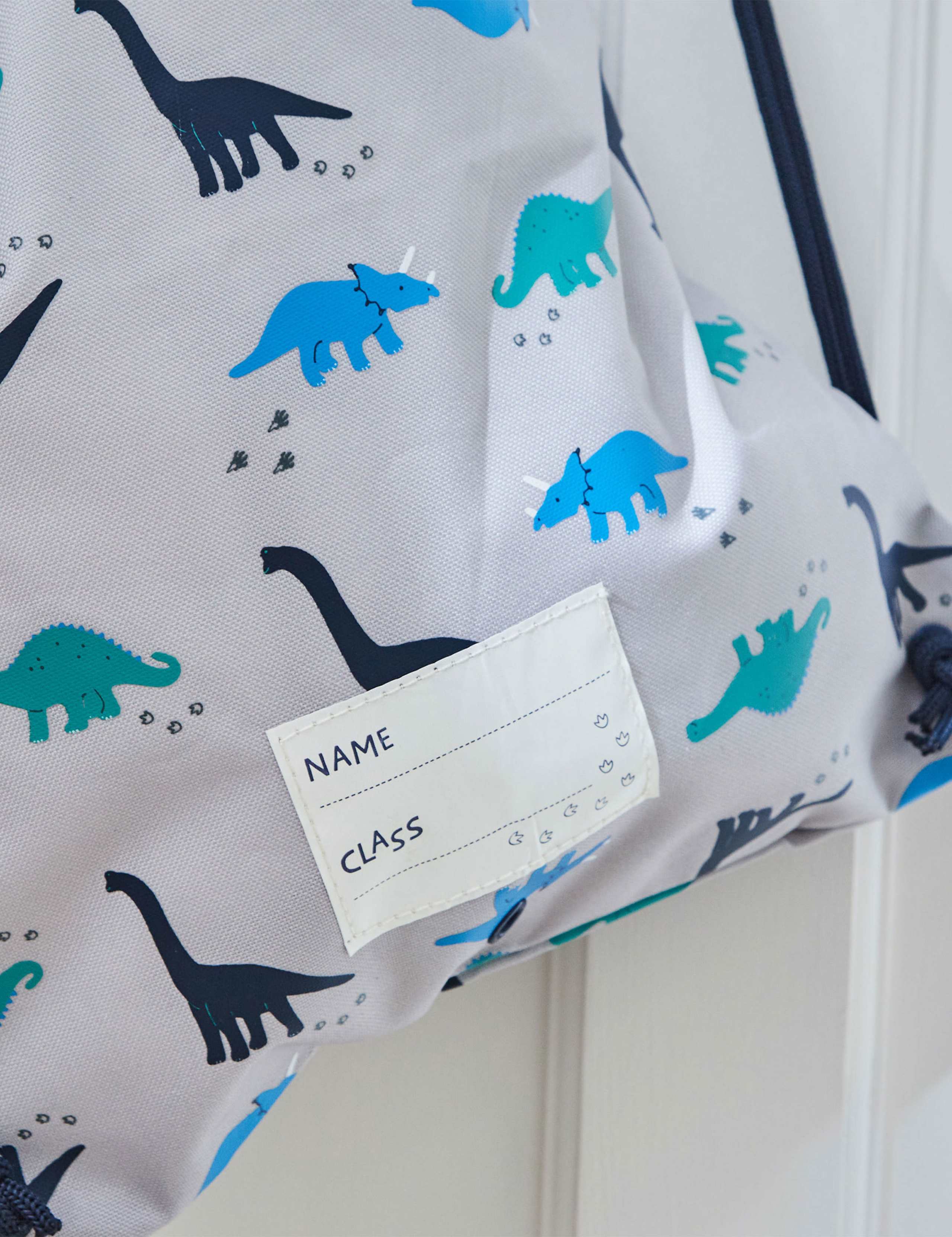 Personalised Grey Dinosaur Print Drawstring Bag 5 of 5