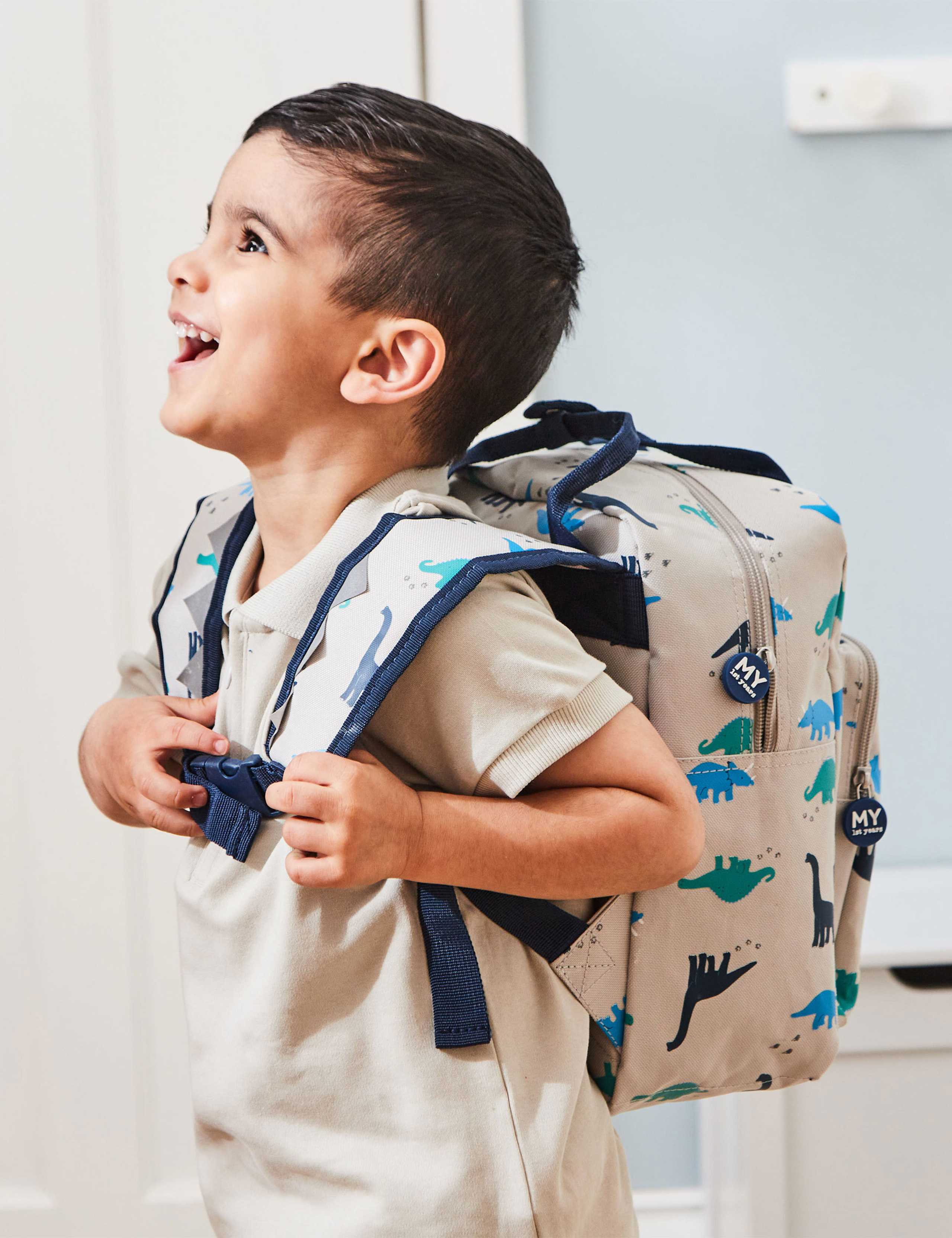 Personalised Grey Dinosaur Medium Backpack 3 of 5