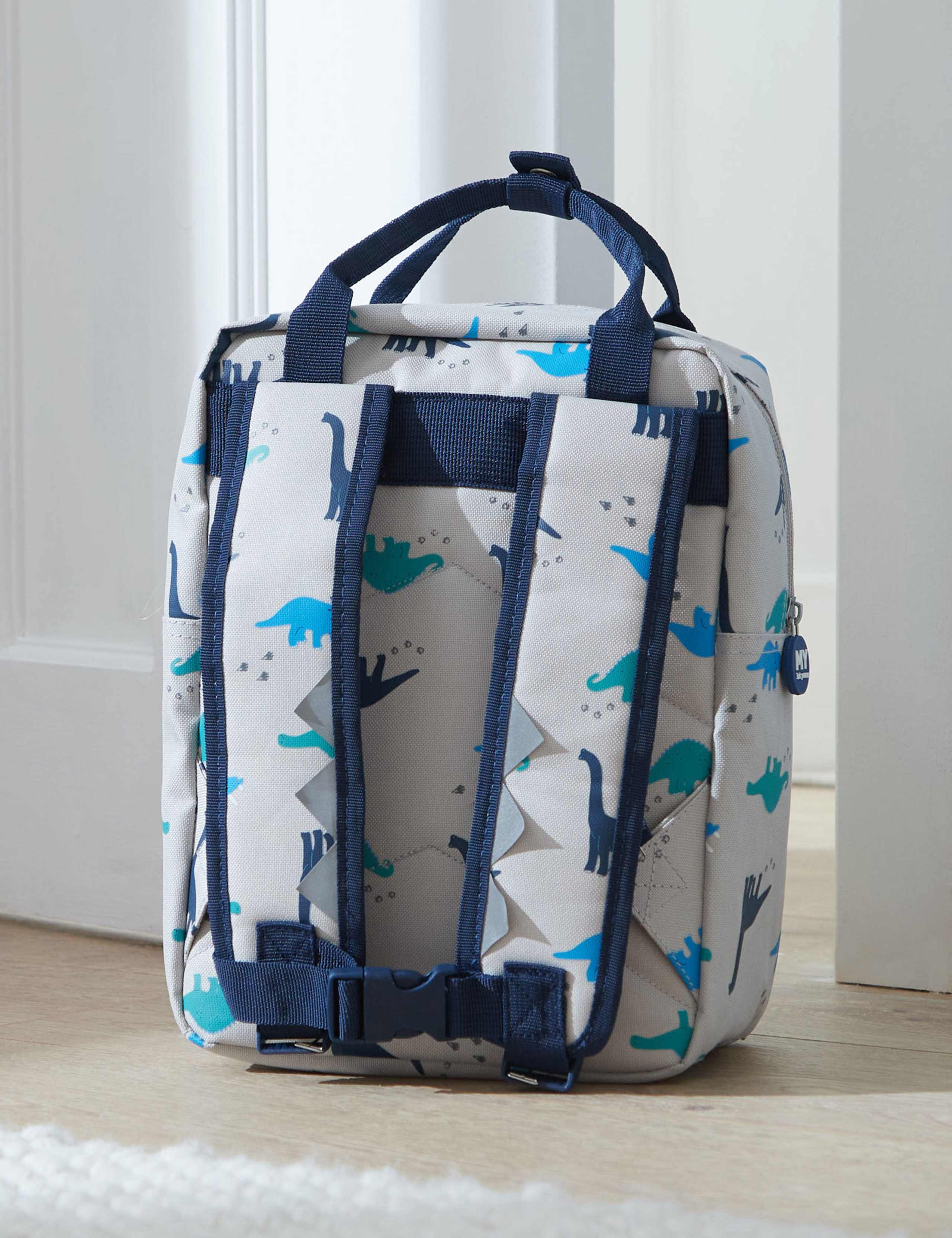 Personalised Grey Dinosaur Medium Backpack 4 of 5