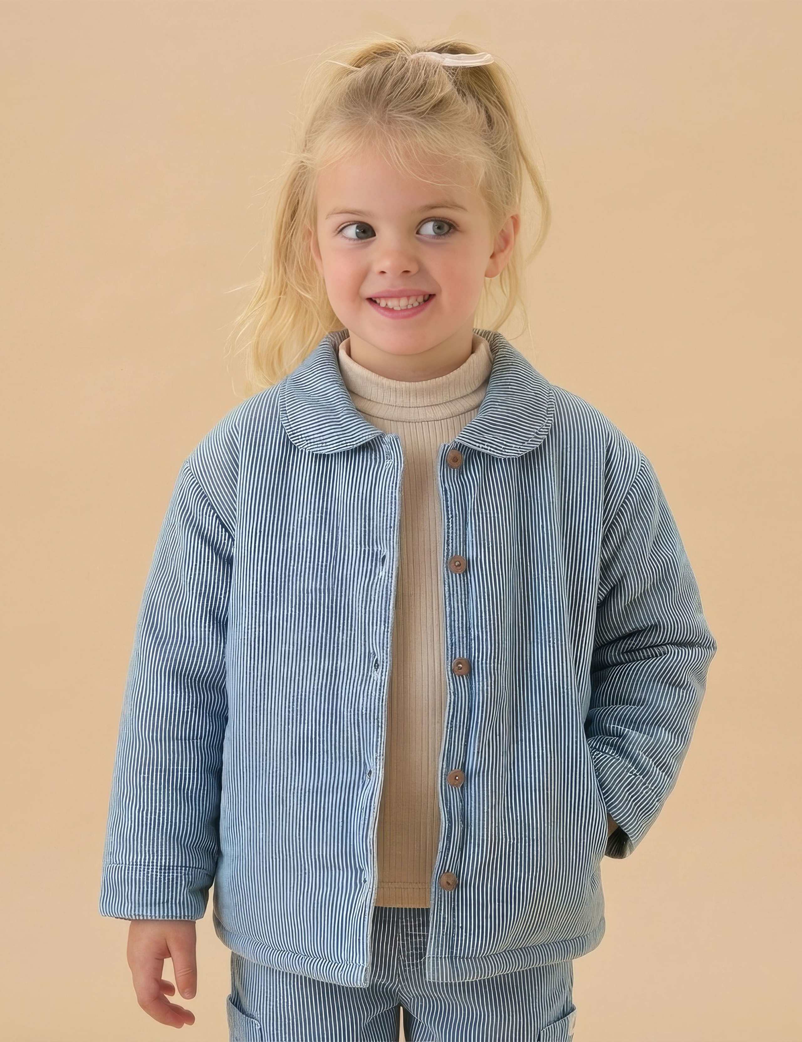 Denim Striped Quilted Jacket (3 Mths-6 Yrs) 1 of 4