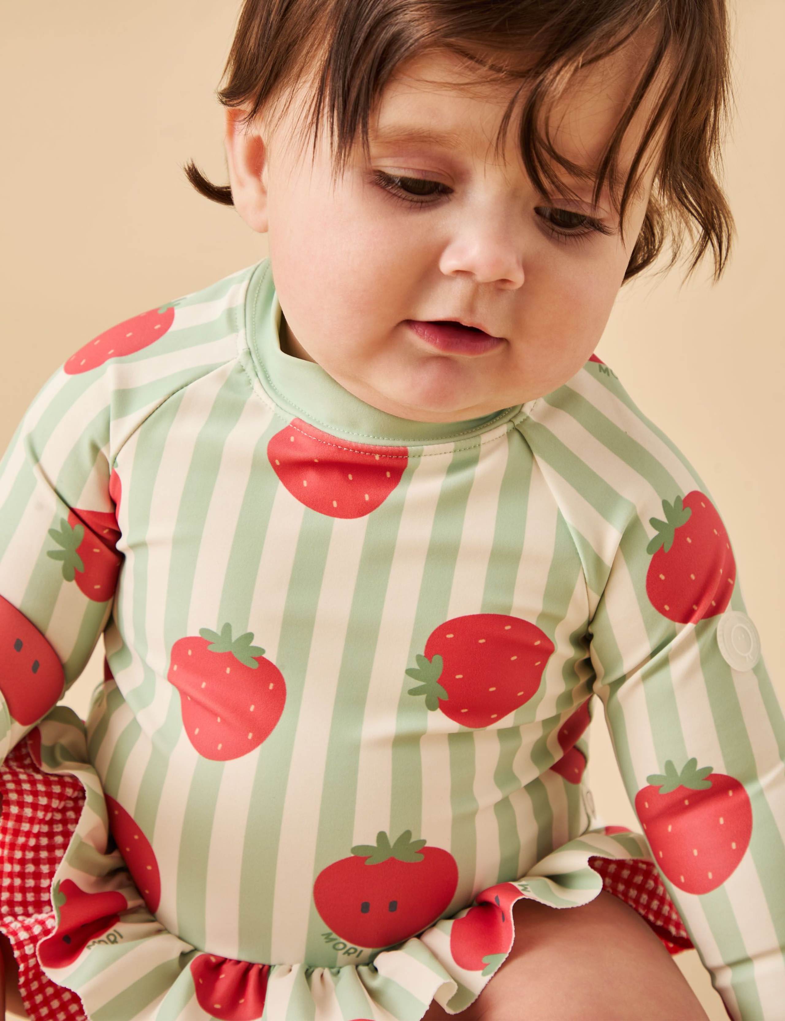 Striped Strawberry Frill Long Sleeve Swimsuit (3 Months-5 Years) 1 of 3