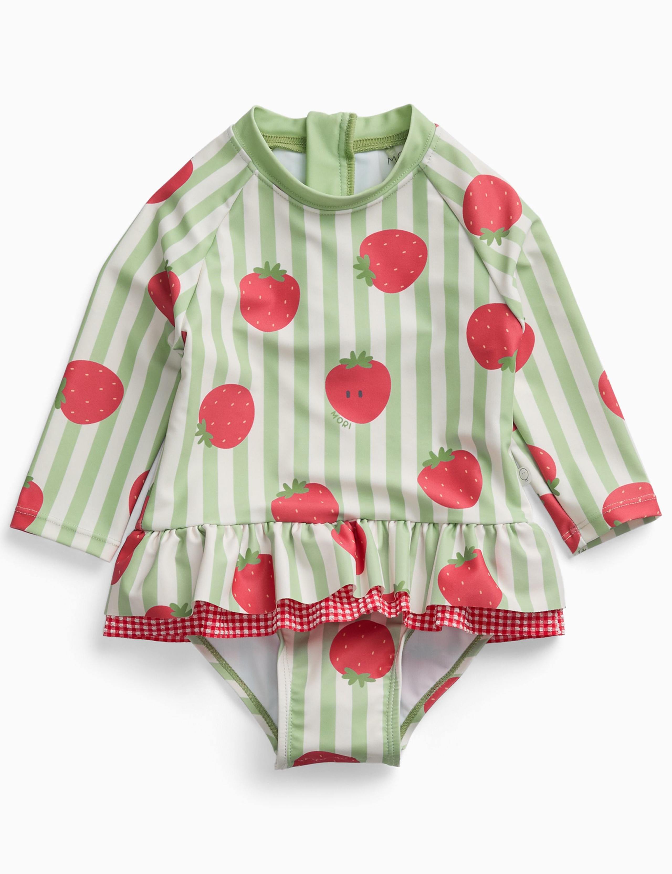 Striped Strawberry Frill Long Sleeve Swimsuit (3 Months-5 Years) 2 of 3