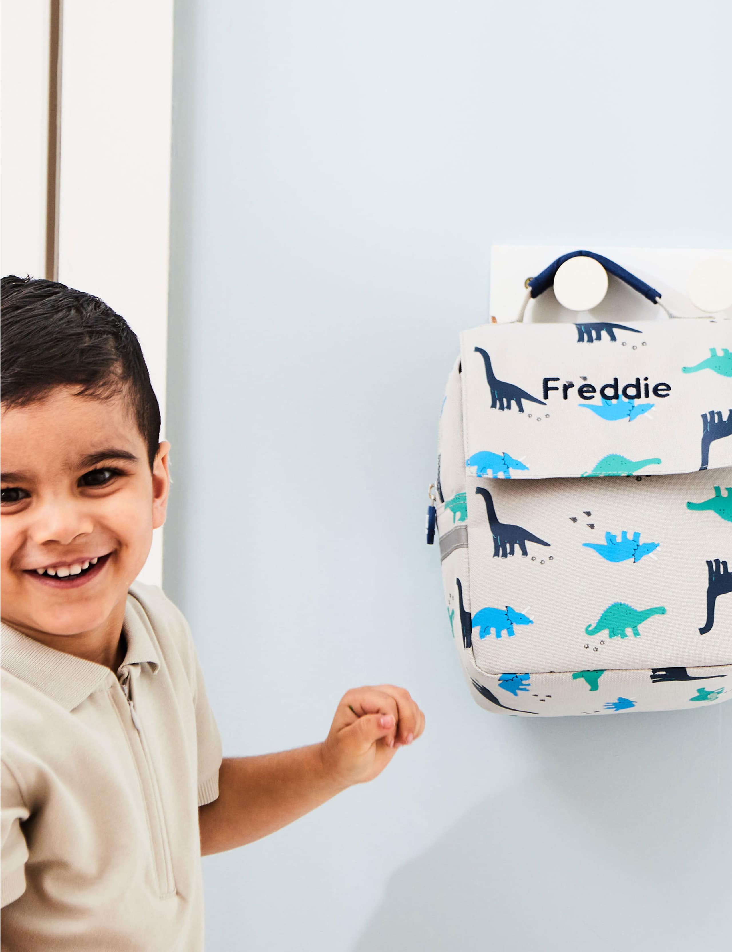 Personalised Grey Dinosaur Print Lunch Bag 5 of 5