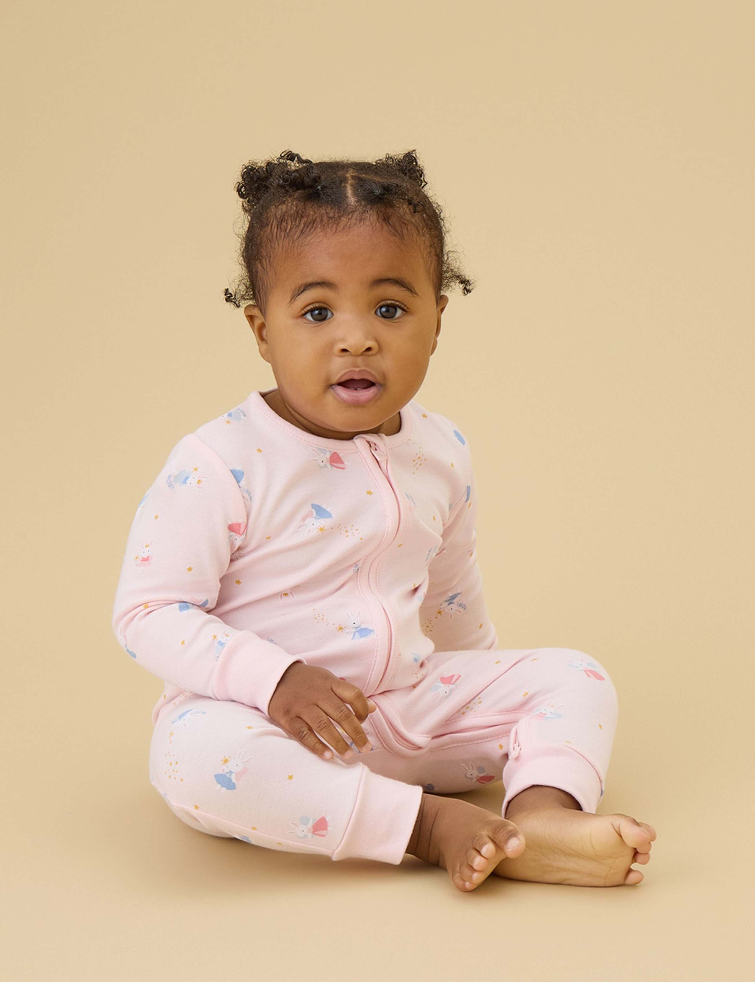 Cotton Blend Fairy Bunny Zip Sleepsuit (7lbs-3 Yrs) 1 of 6