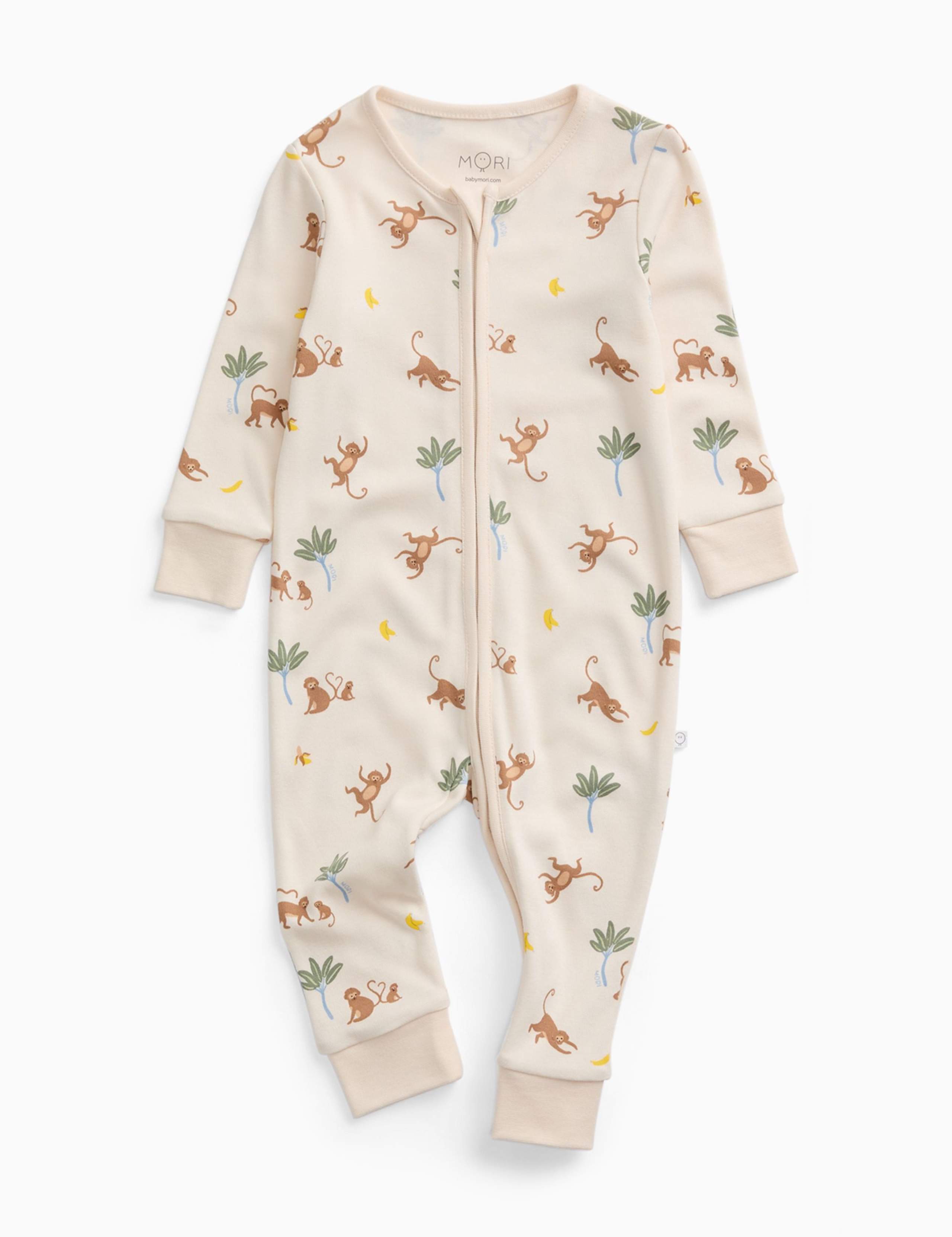 Cotton Blend Monkey Zip Sleepsuit (7lbs-3 Yrs) 3 of 5