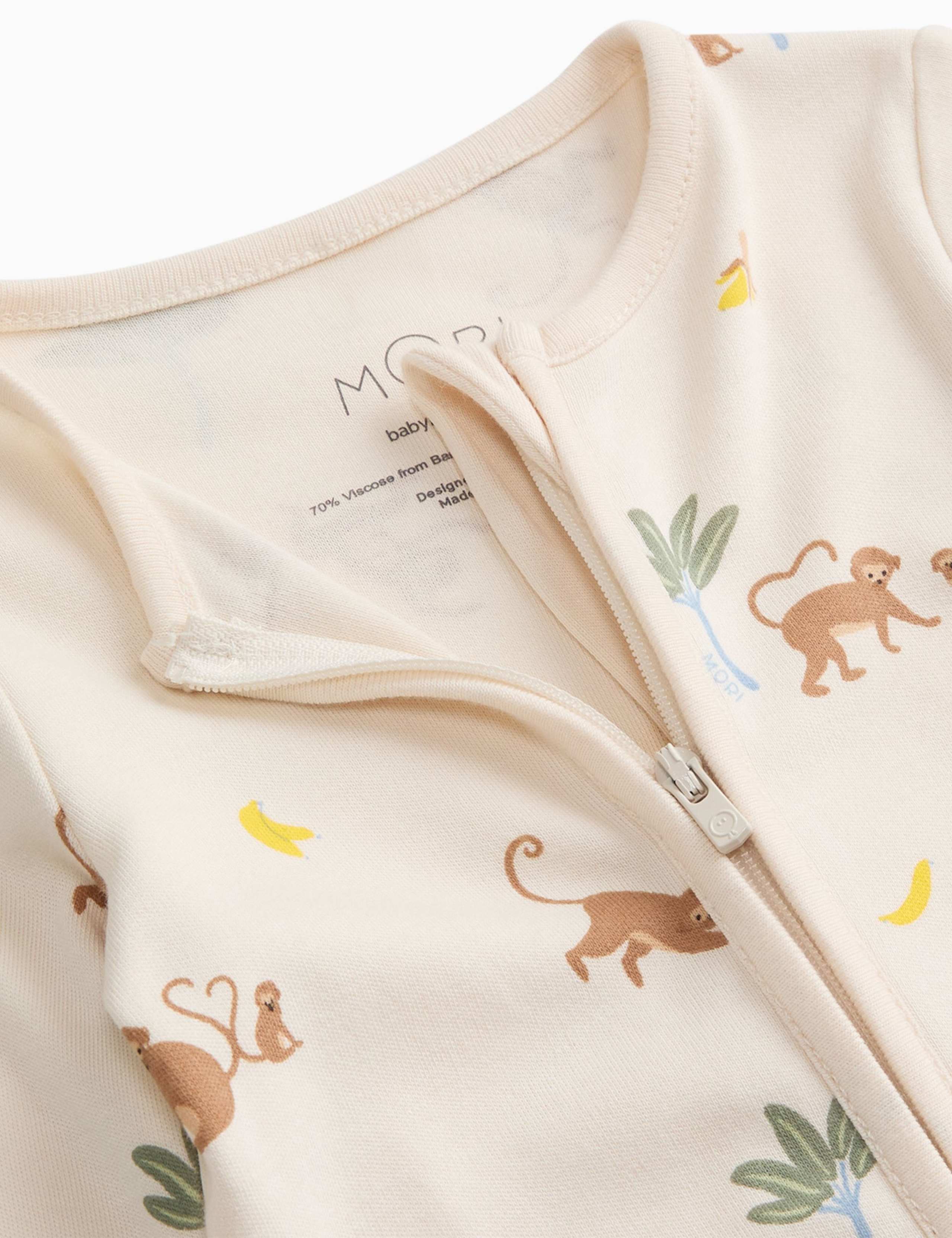 Cotton Blend Monkey Zip Sleepsuit (7lbs-3 Yrs) 5 of 5