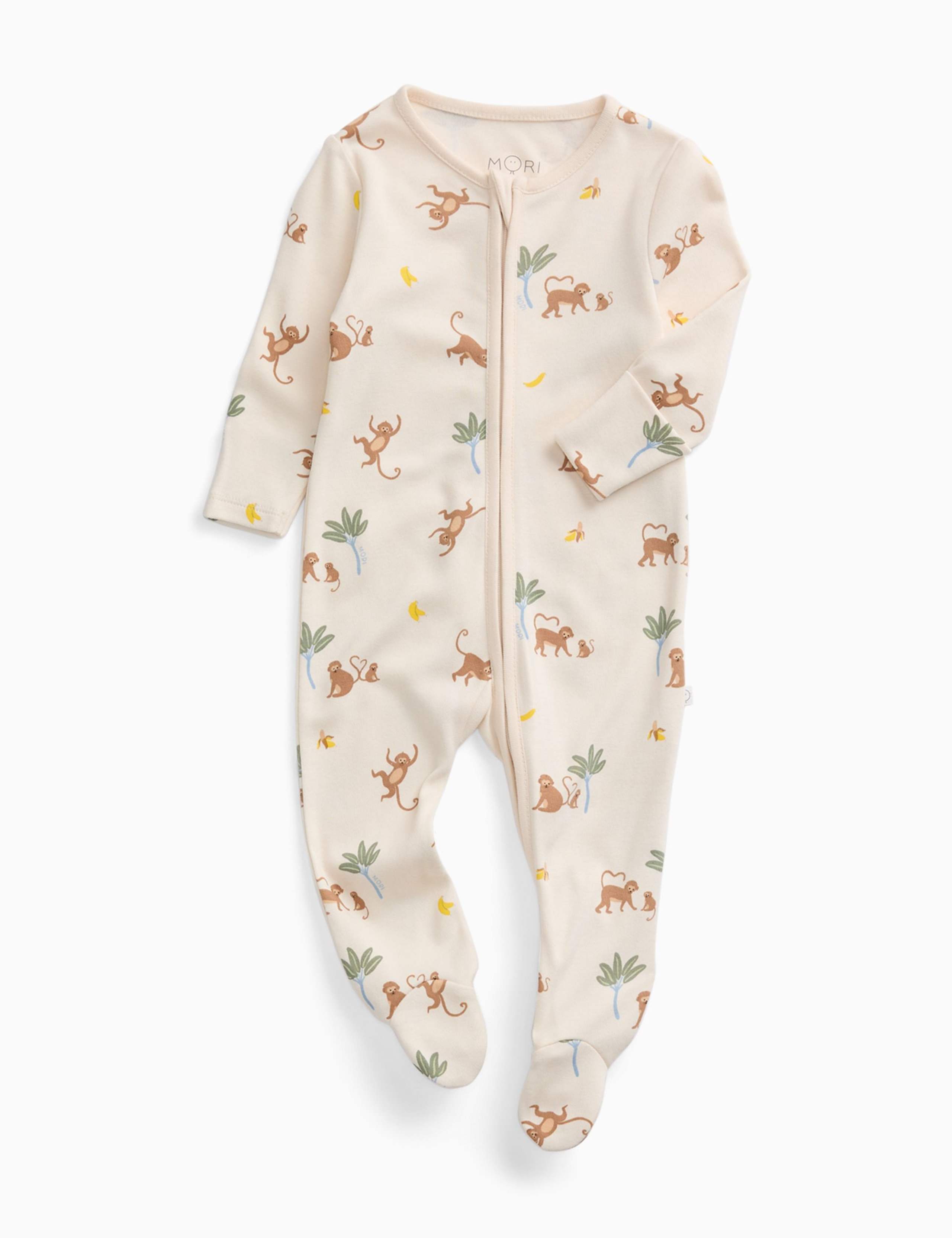 Cotton Blend Monkey Zip Sleepsuit (7lbs-3 Yrs) 2 of 5