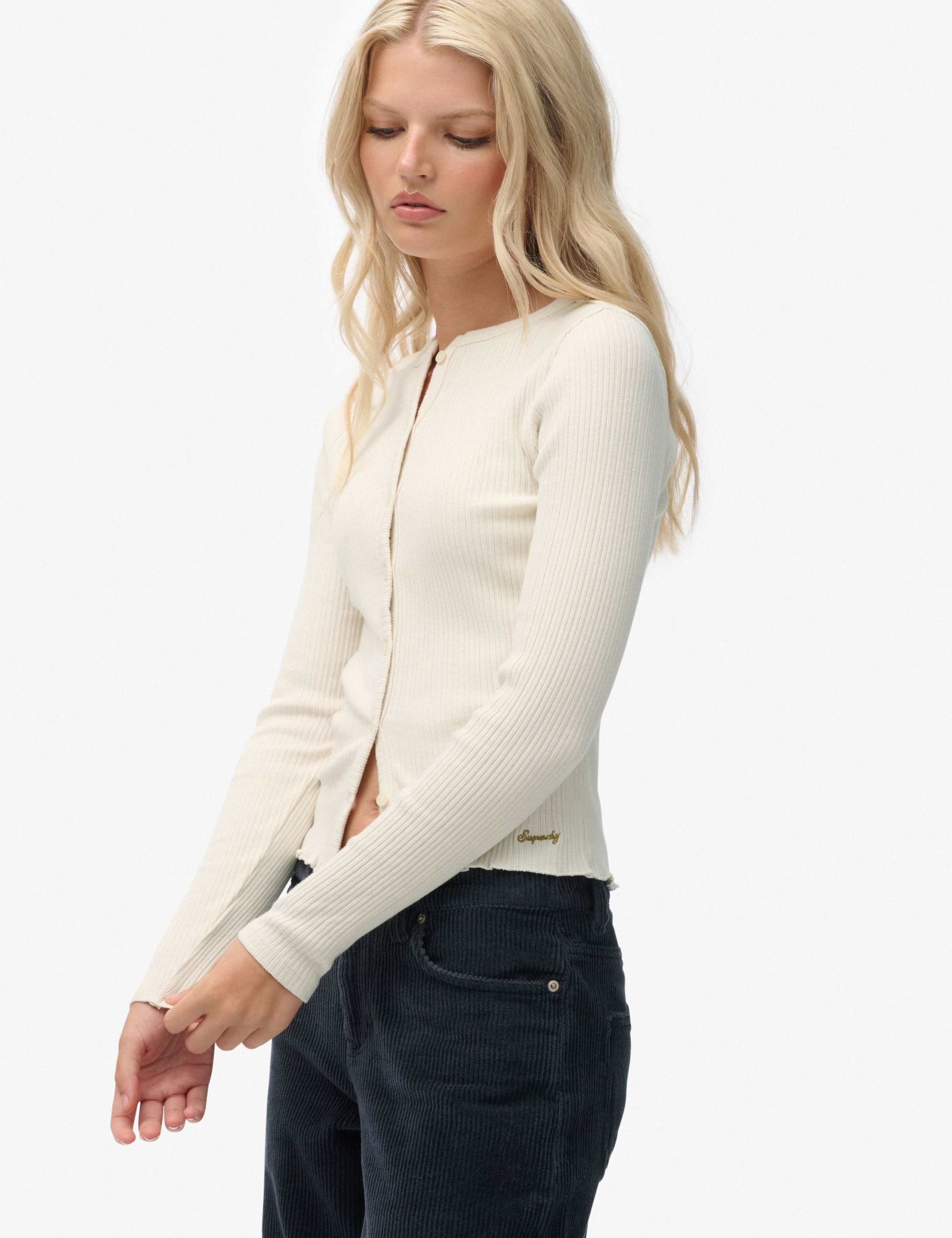 Pure Cotton Ribbed Cardigan 5 of 6