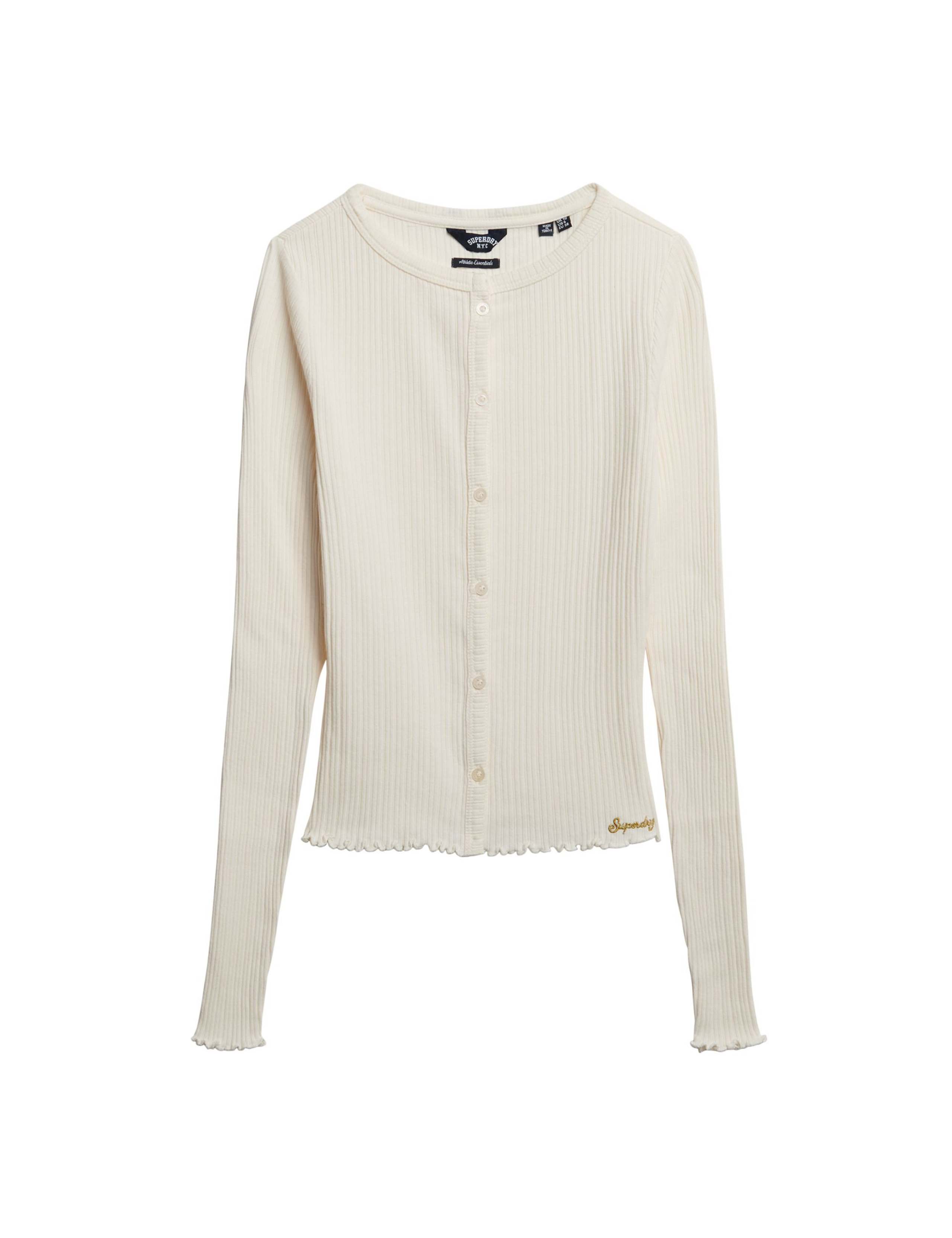 Pure Cotton Ribbed Cardigan 2 of 6