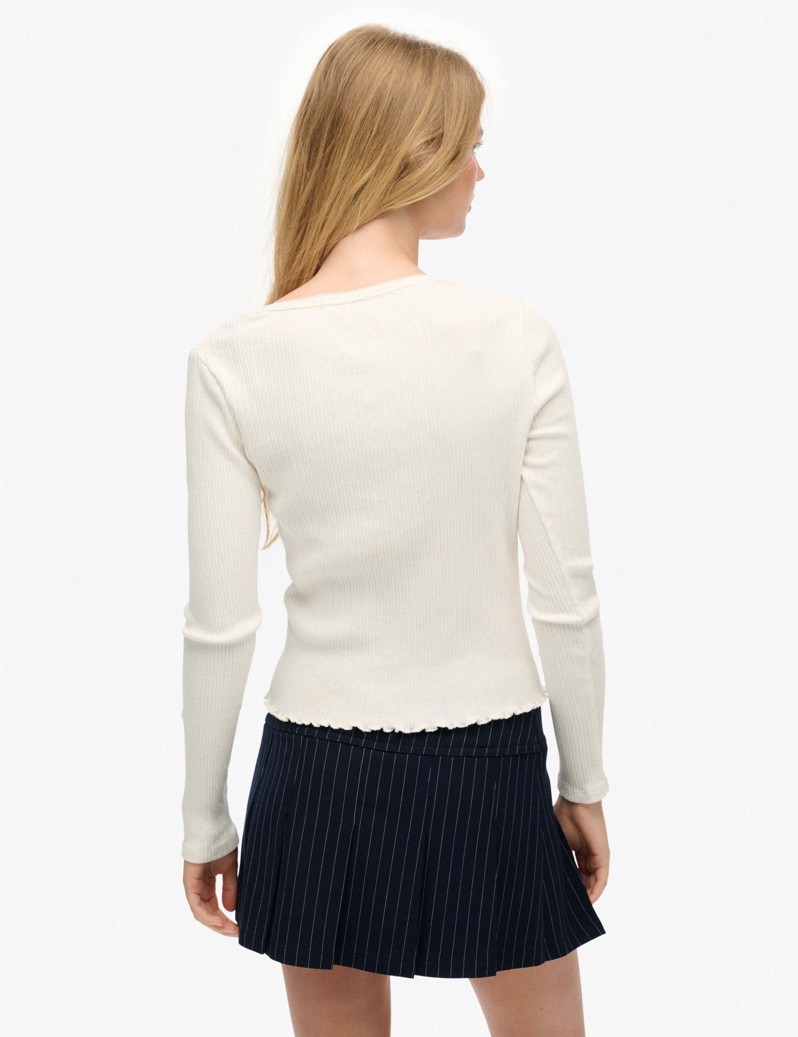 Pure Cotton Ribbed V-Neck Slim Fit Cardigan 5 of 6