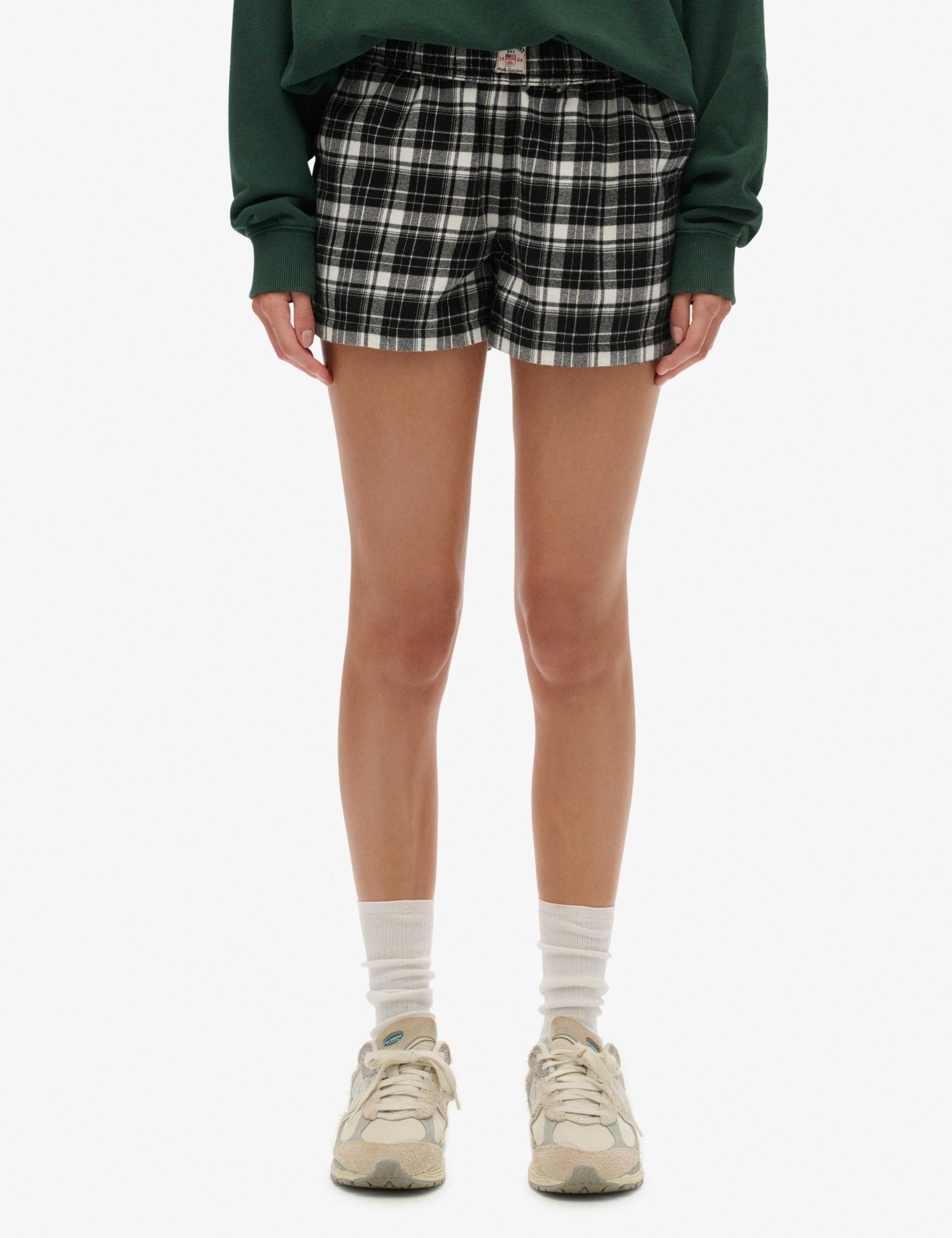 Brushed Cotton Checked Pyjama Shorts 1 of 8