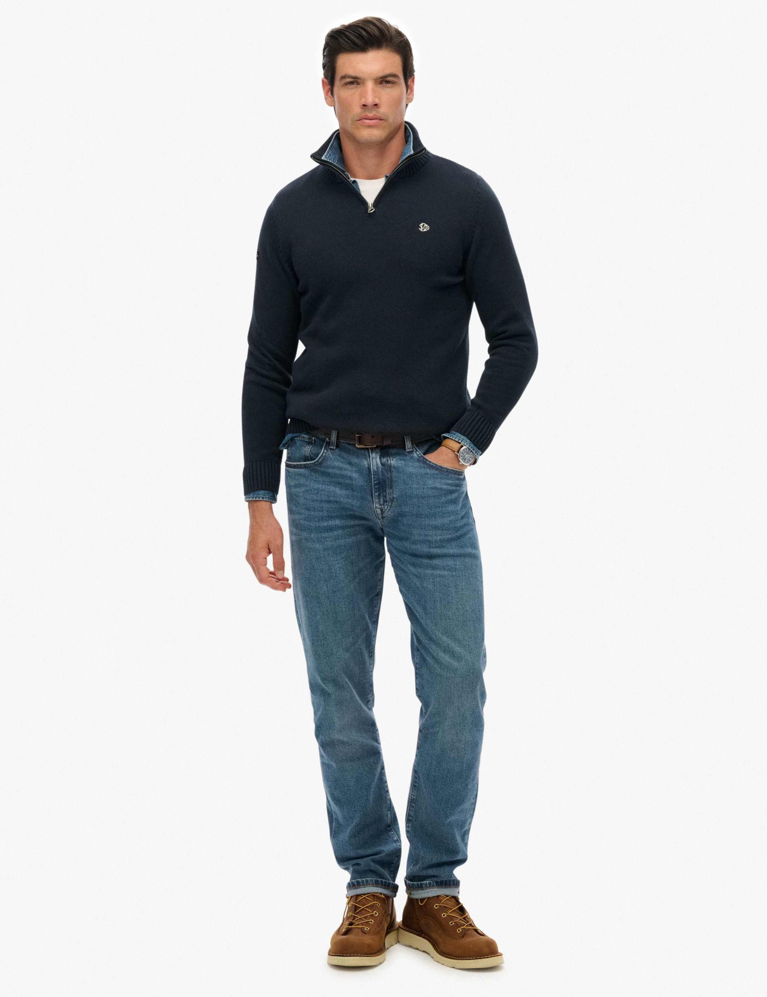 Pure Cotton Funnel Neck Half Zip Jumper 2 of 5