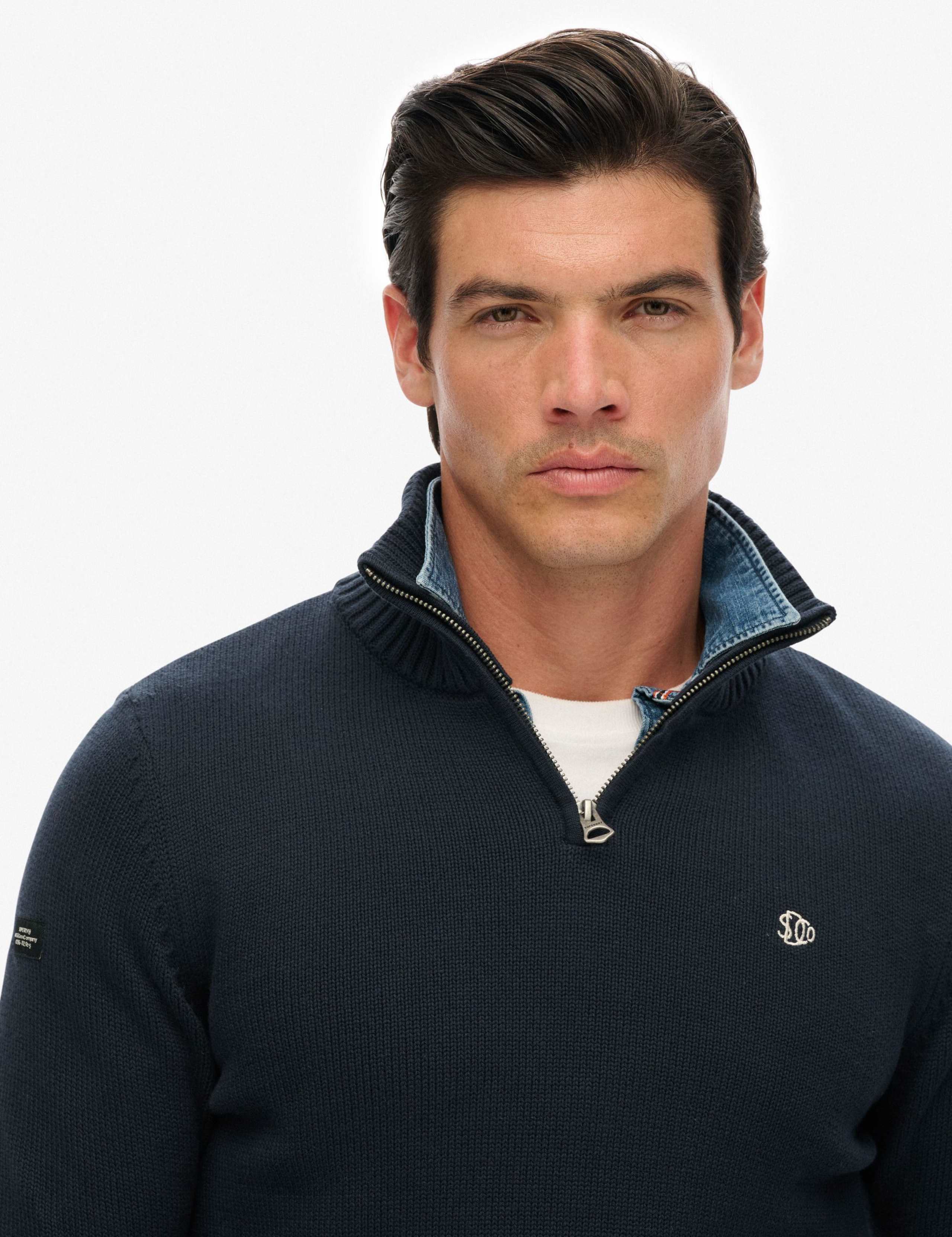 Pure Cotton Funnel Neck Half Zip Jumper 3 of 5