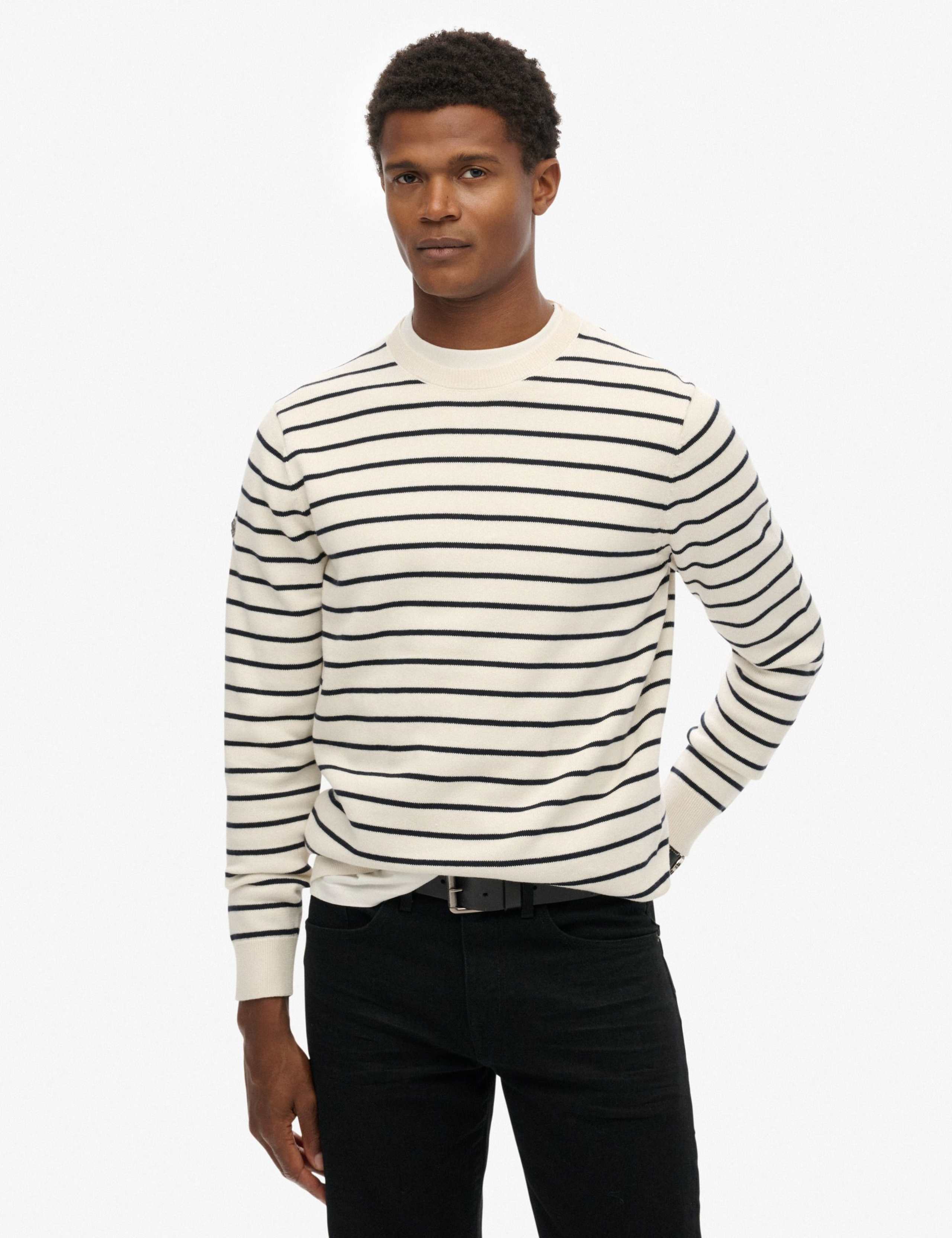 Pure Cotton Striped Crew Neck Jumper 1 of 5