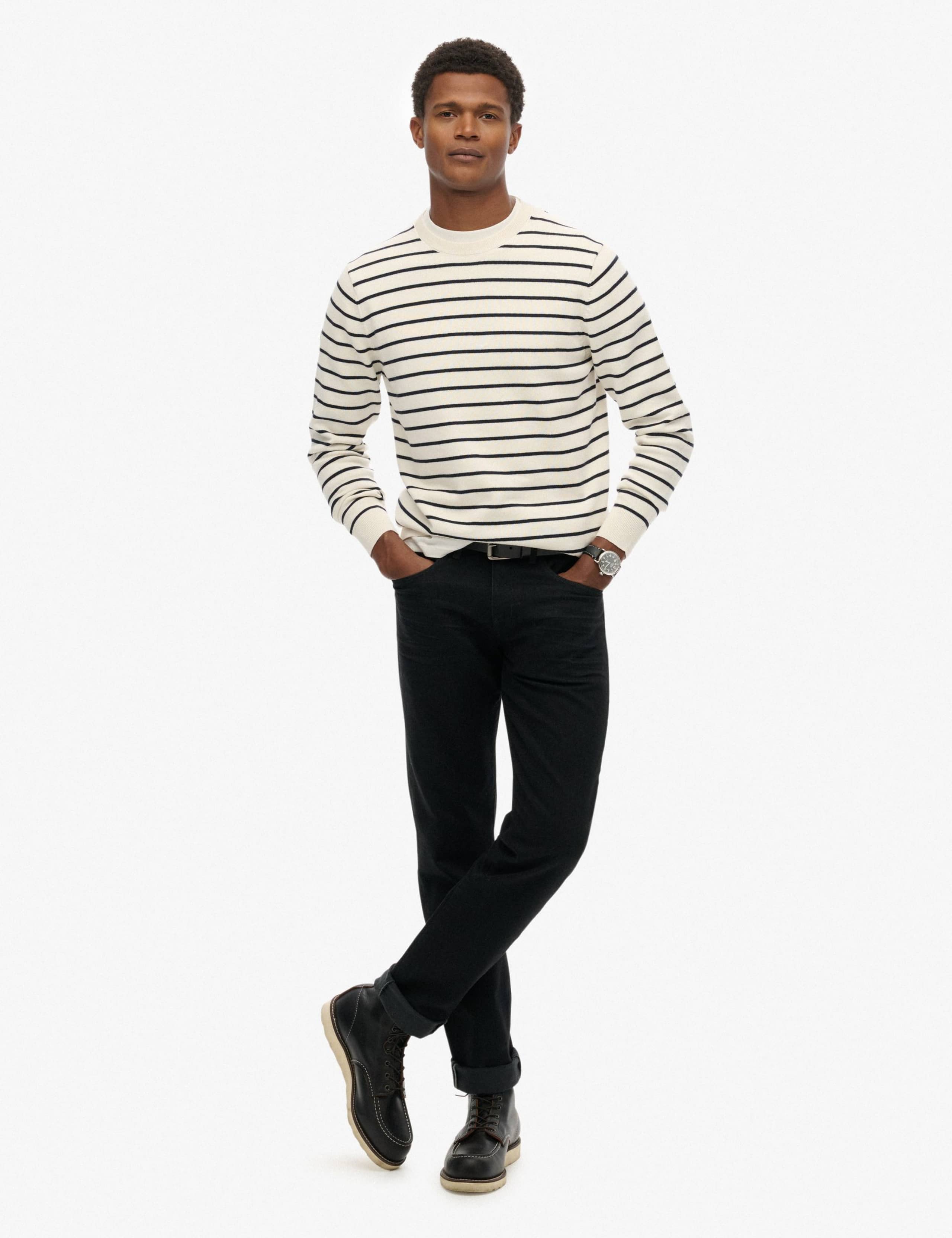 Pure Cotton Striped Crew Neck Jumper 2 of 5