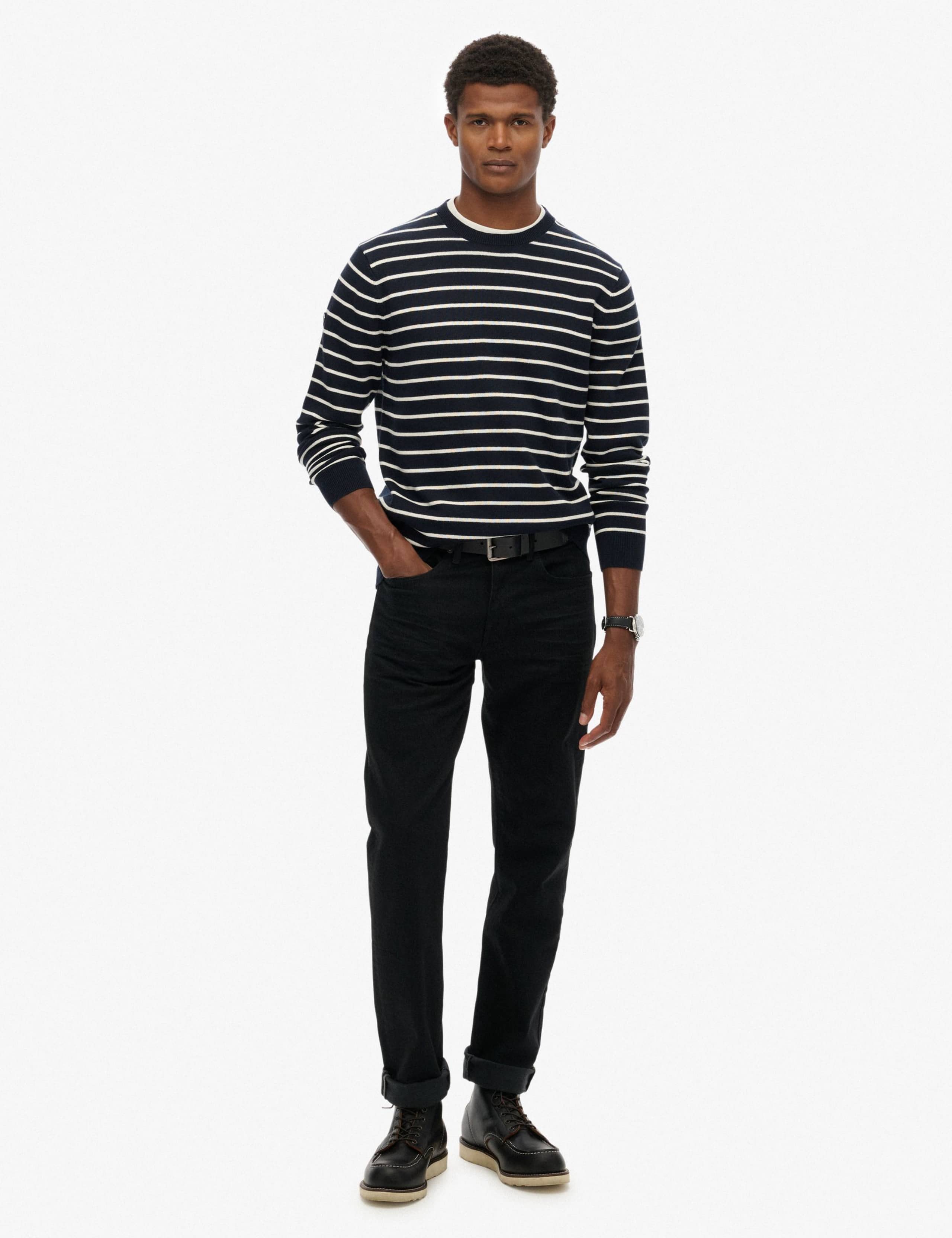 Pure Cotton Striped Crew Neck Jumper 5 of 5