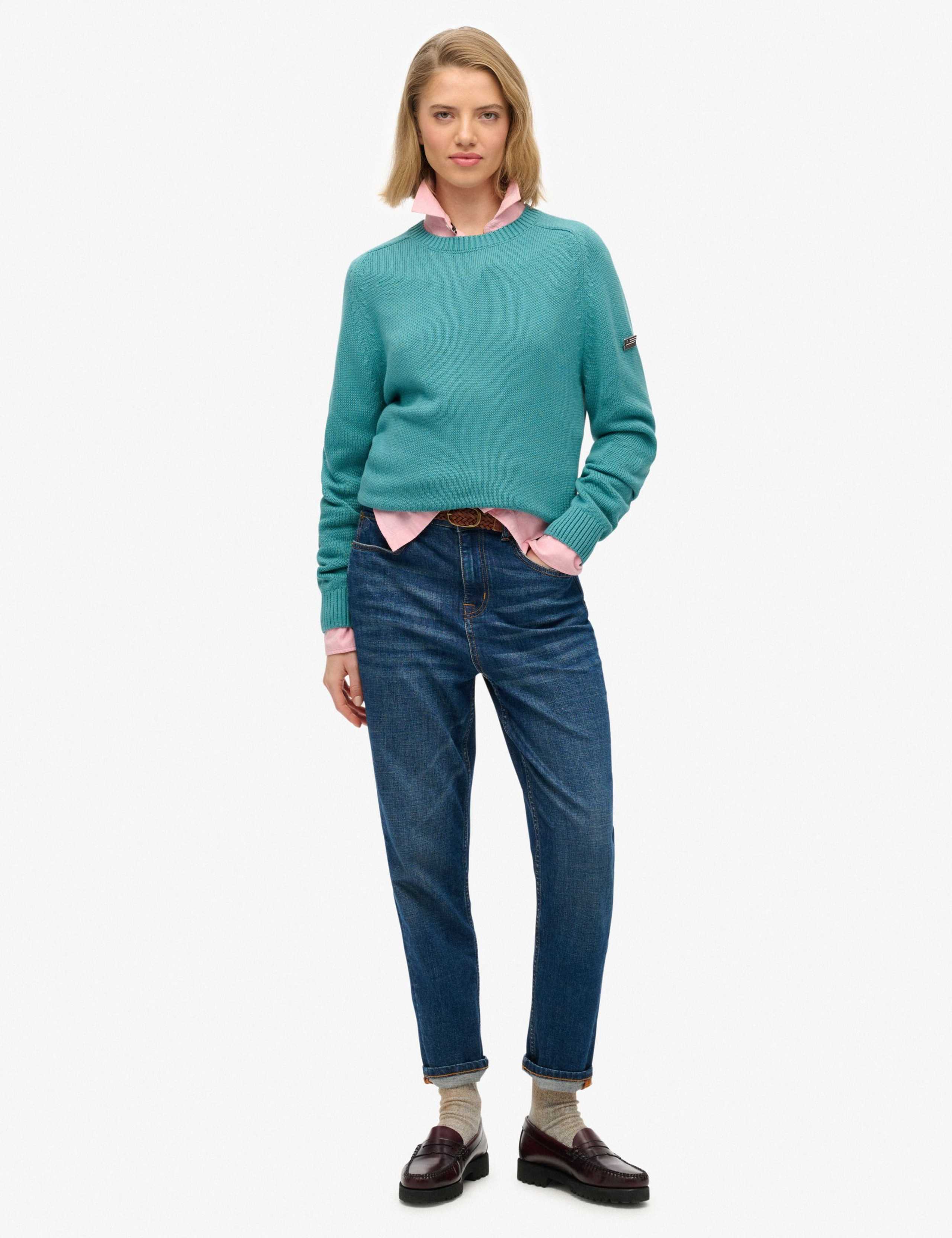 Pure Cotton Textured Crew Neck Jumper 5 of 5