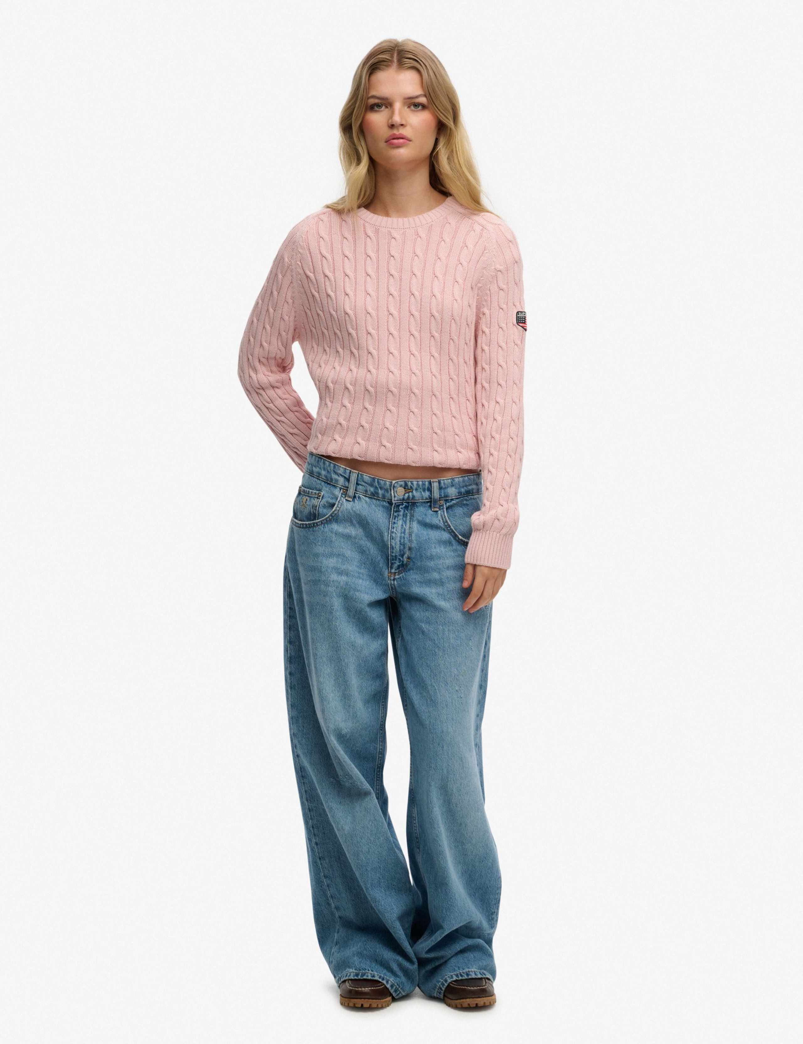 Pure Cotton Cable Knit Crew Neck Jumper 3 of 6