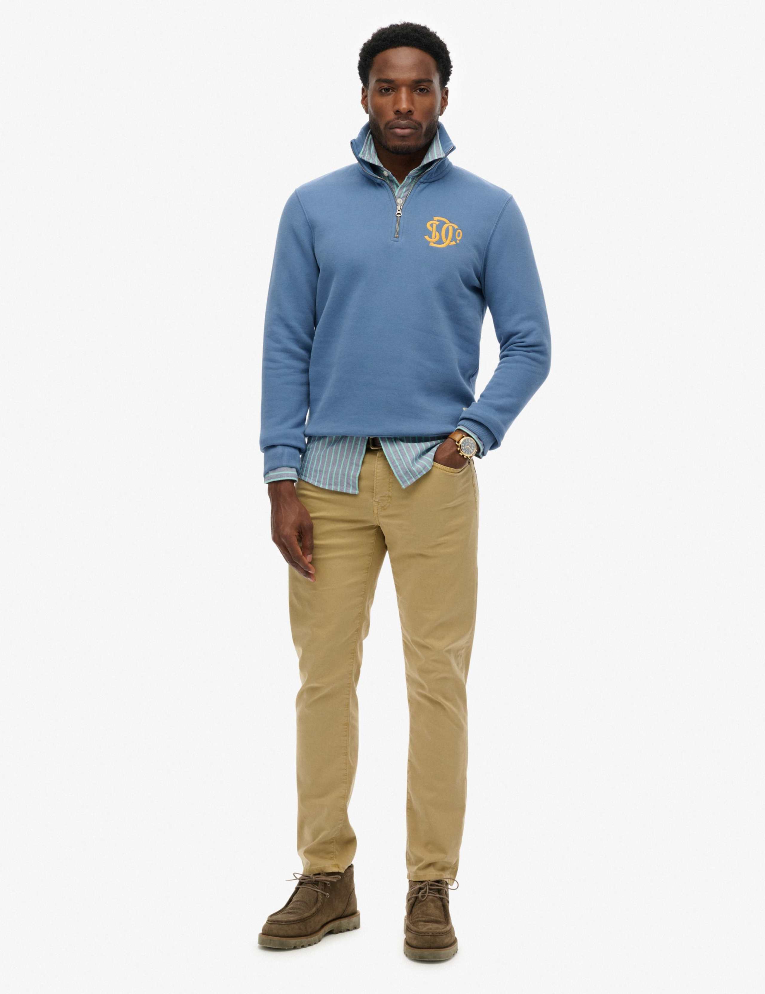 Pure Cotton Funnel Neck Half Zip Sweatshirt 2 of 5