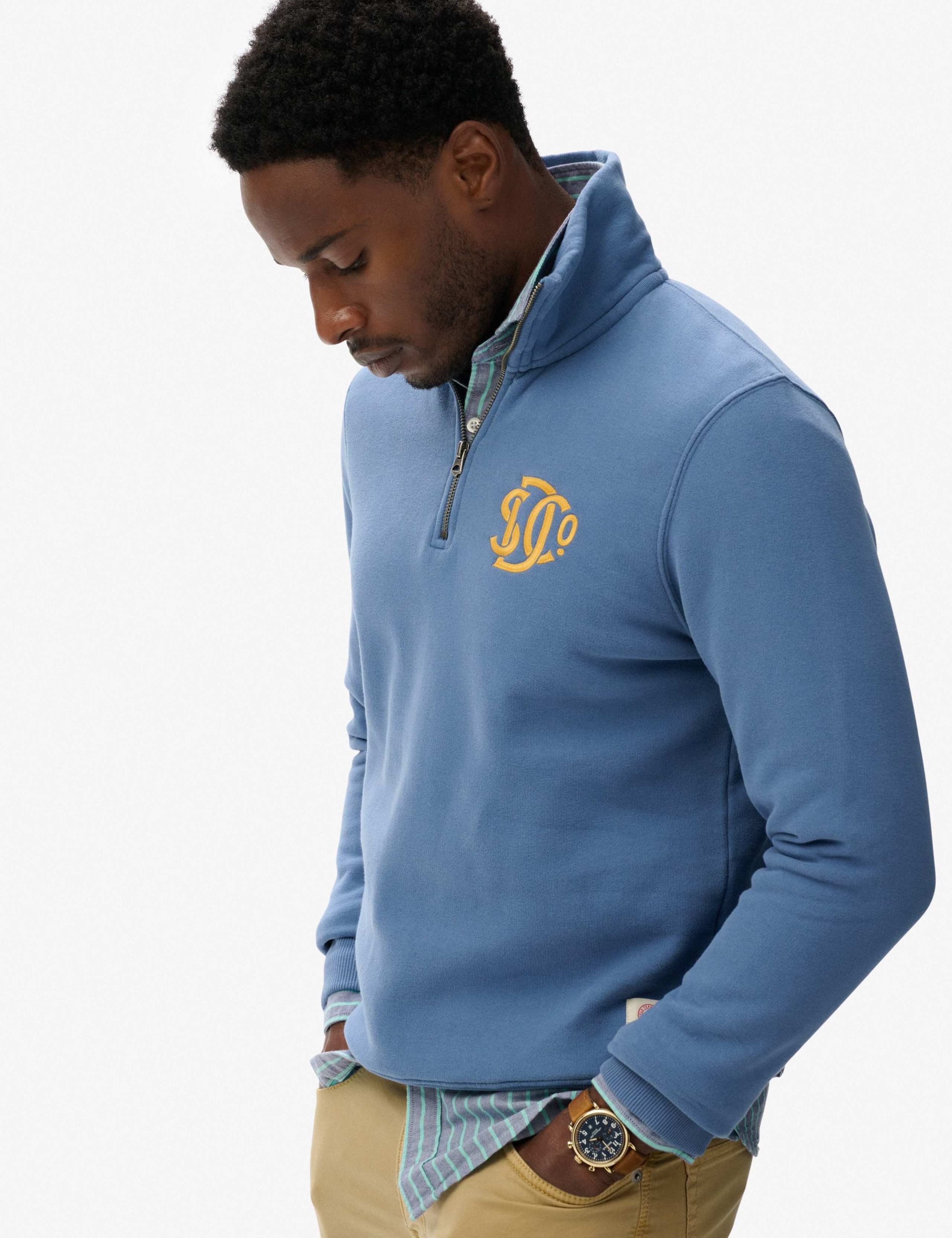 Pure Cotton Funnel Neck Half Zip Sweatshirt 4 of 5